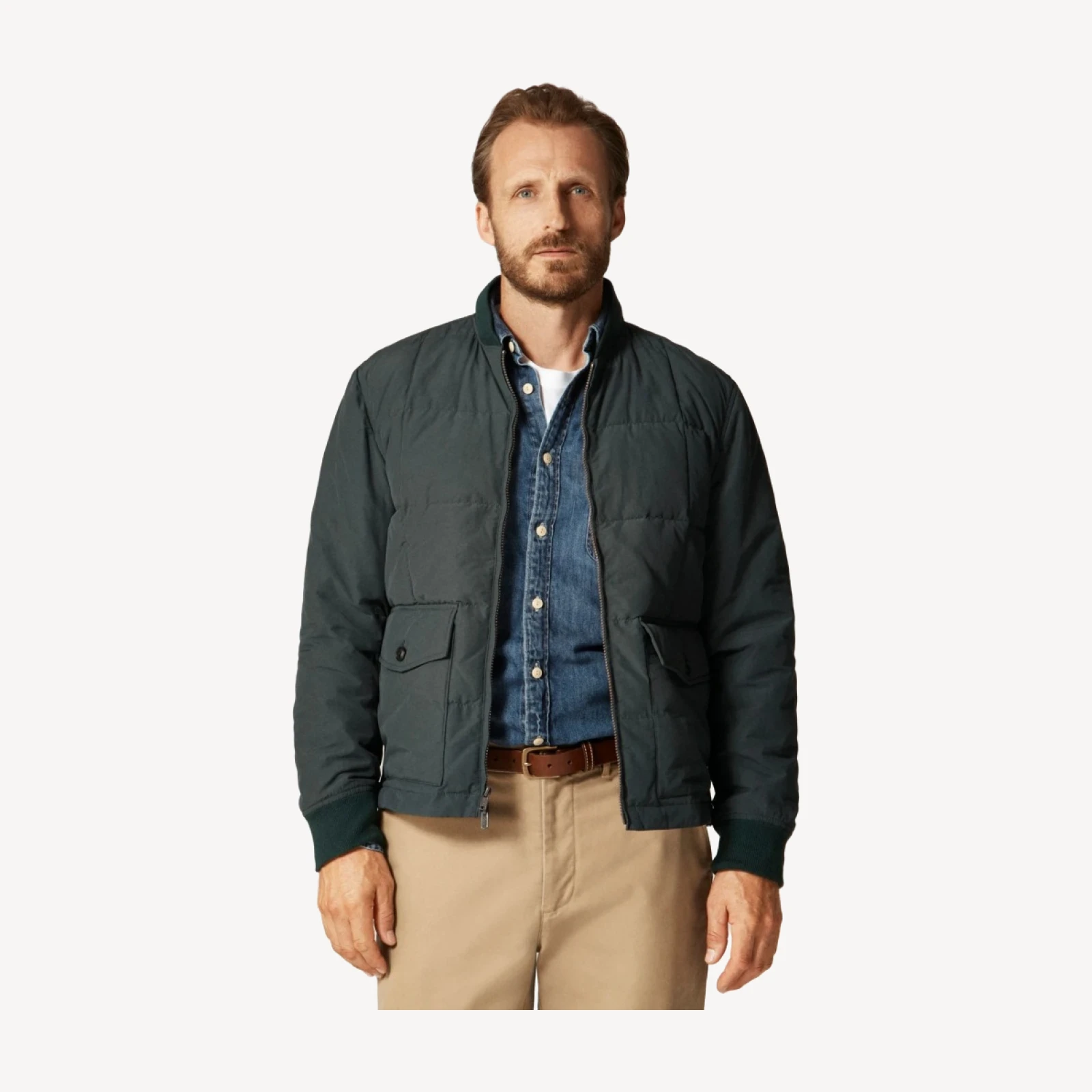 Box-quilt insulated bomber jacket with PrimaLoft®