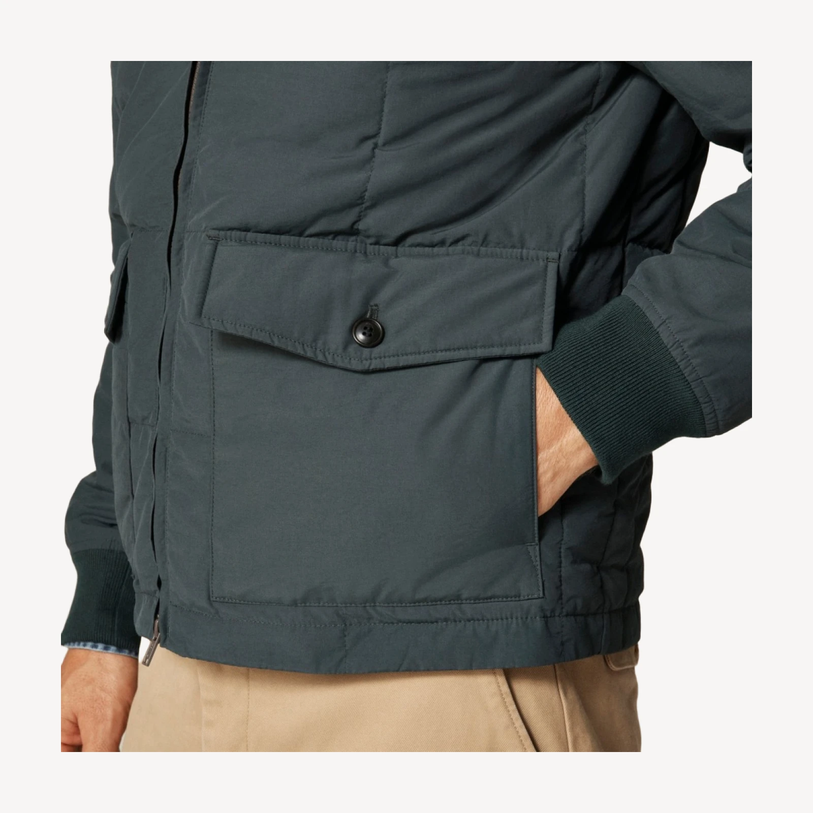 Box-quilt insulated bomber jacket with PrimaLoft®
