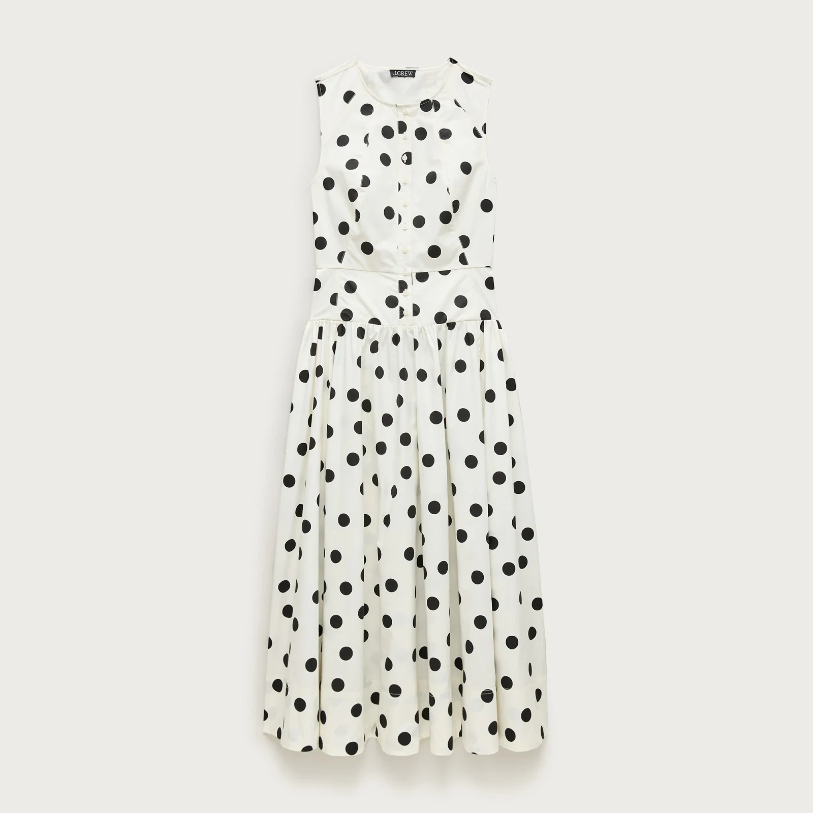 Button-front dress in dot-print cotton poplin