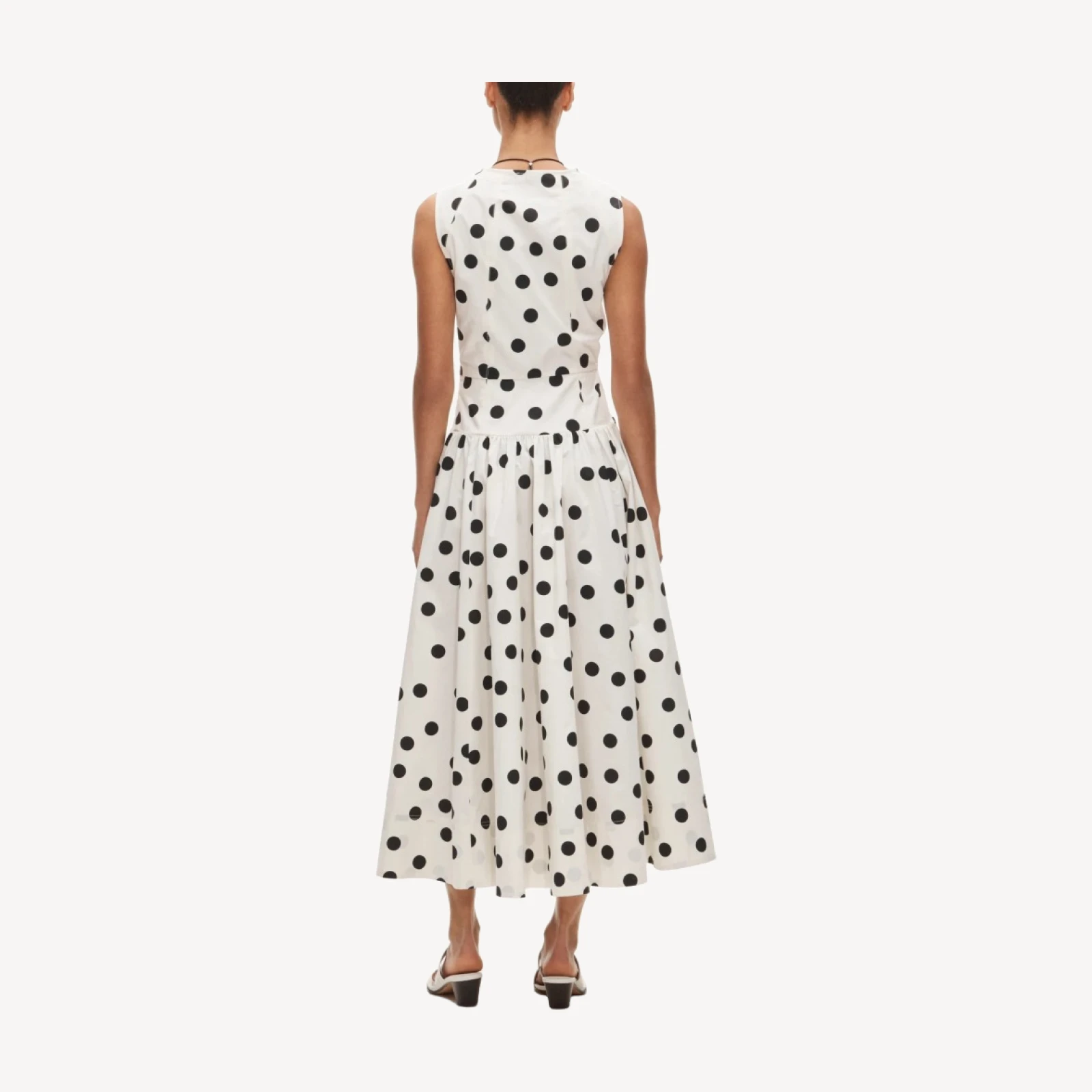 Button-front dress in dot-print cotton poplin
