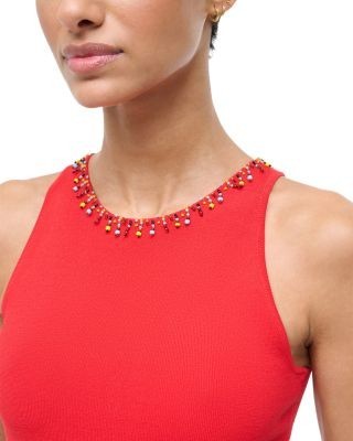 Staud Reina Beaded Trim Top