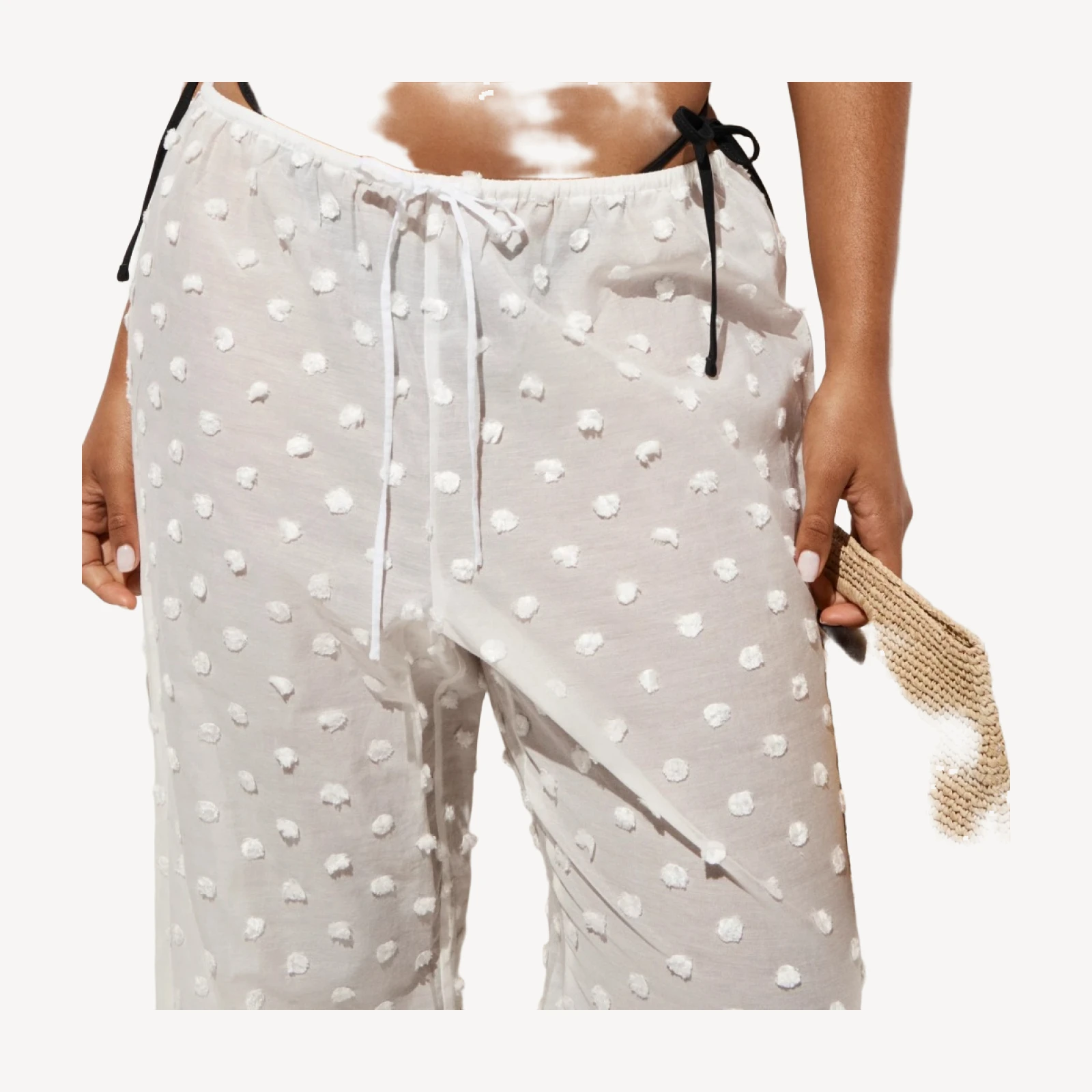 Beach pant with pom-poms