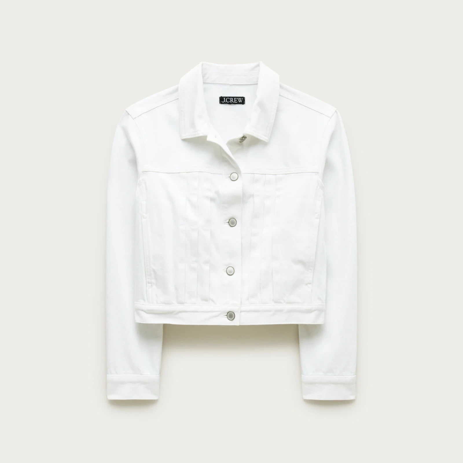Cropped denim jacket with pintucks