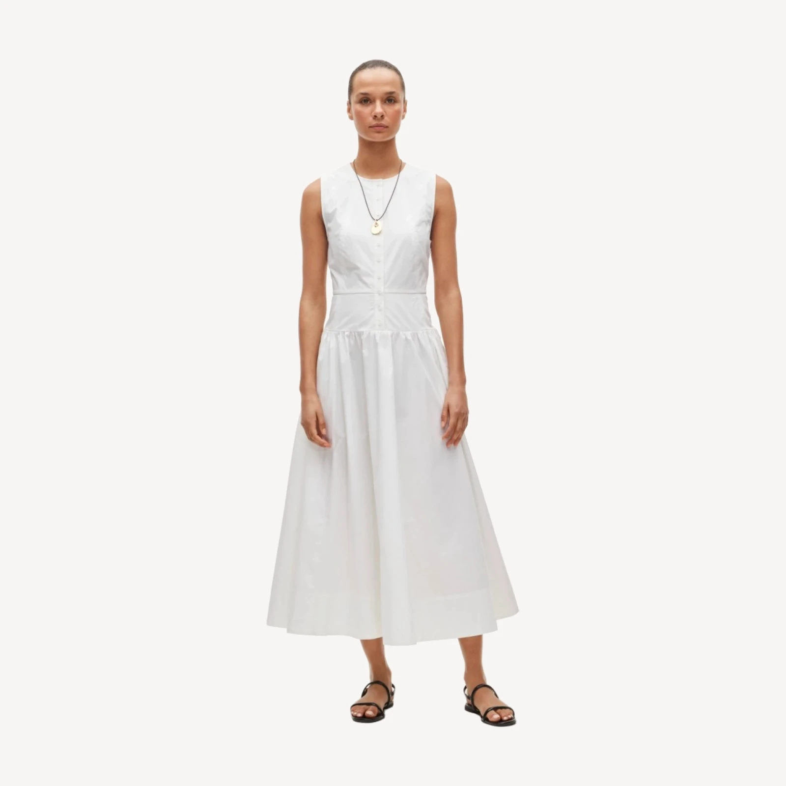 Button-front dress in cotton poplin