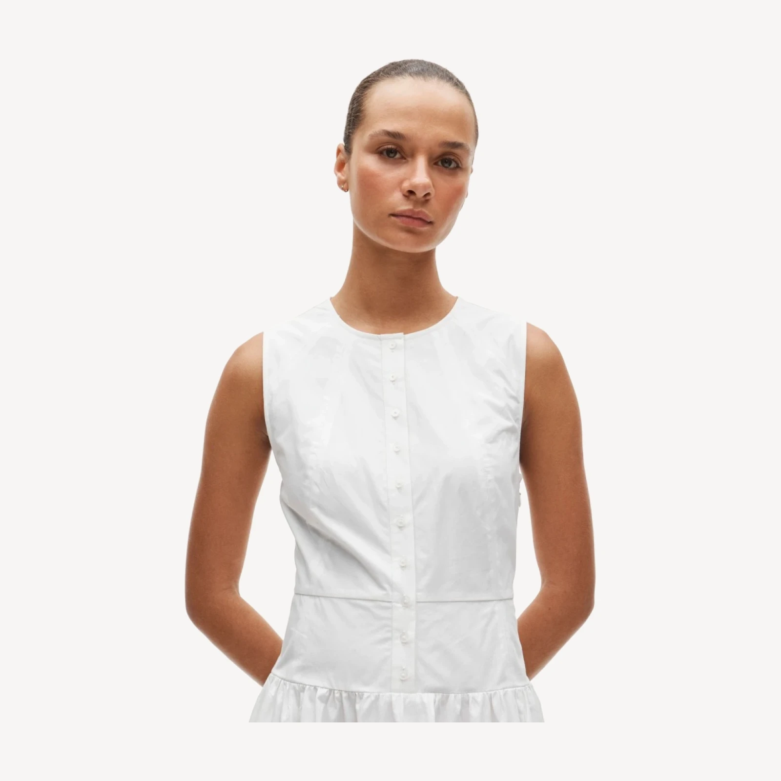Button-front dress in cotton poplin