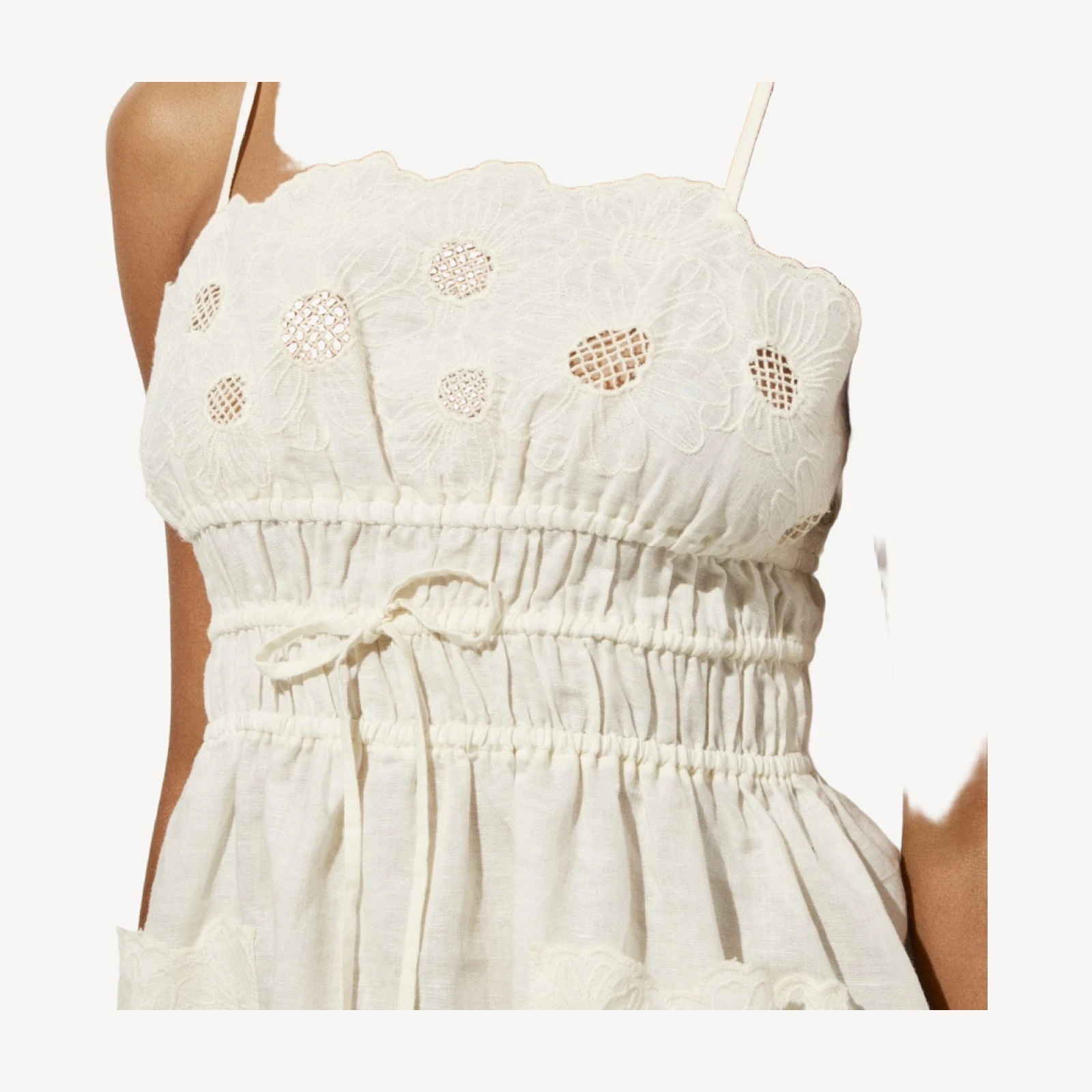 Embroidered mini dress in linen-cotton blend