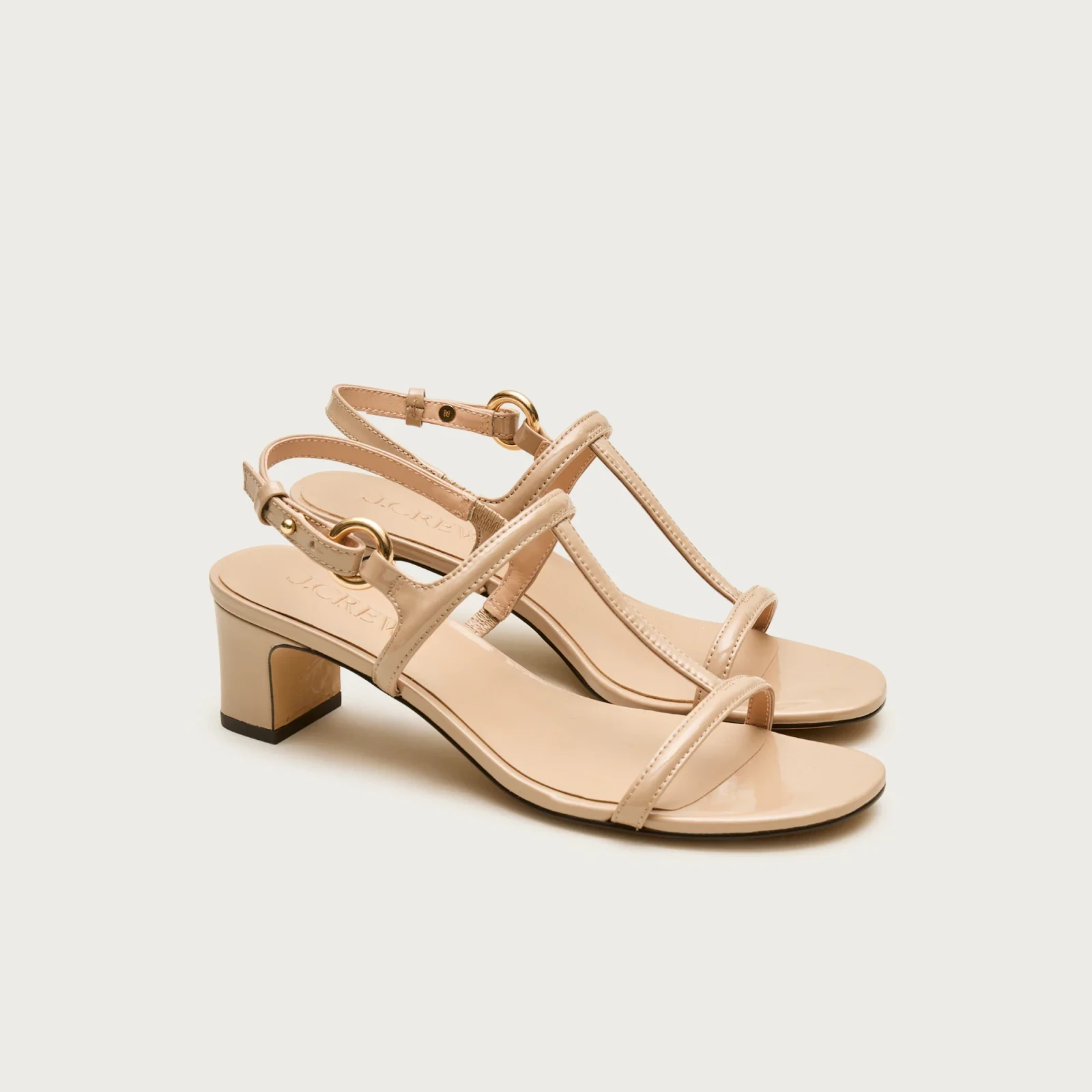 Kacie block-heel sandals in patent leather
