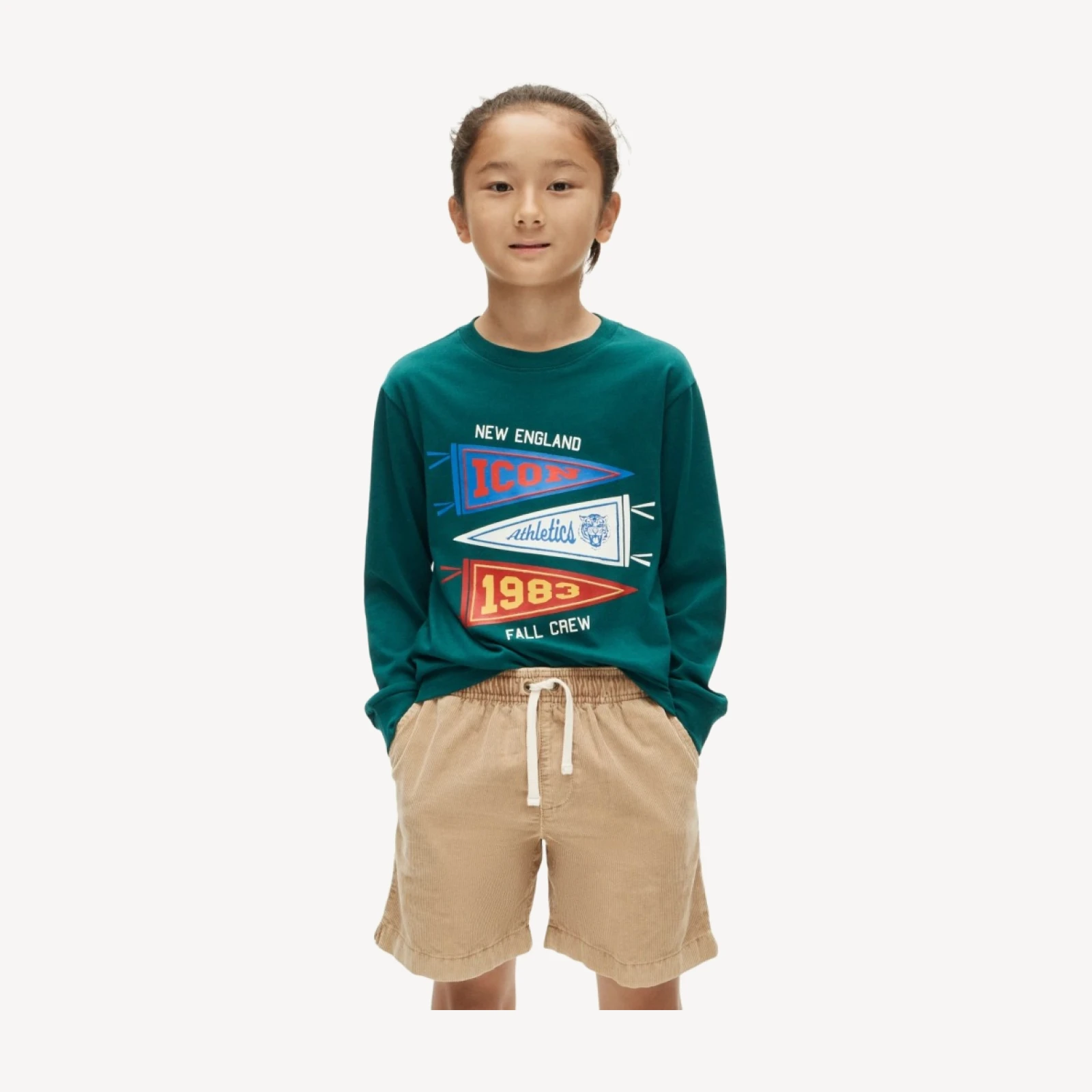 Kids' long-sleeve "athletics" graphic T-shirt