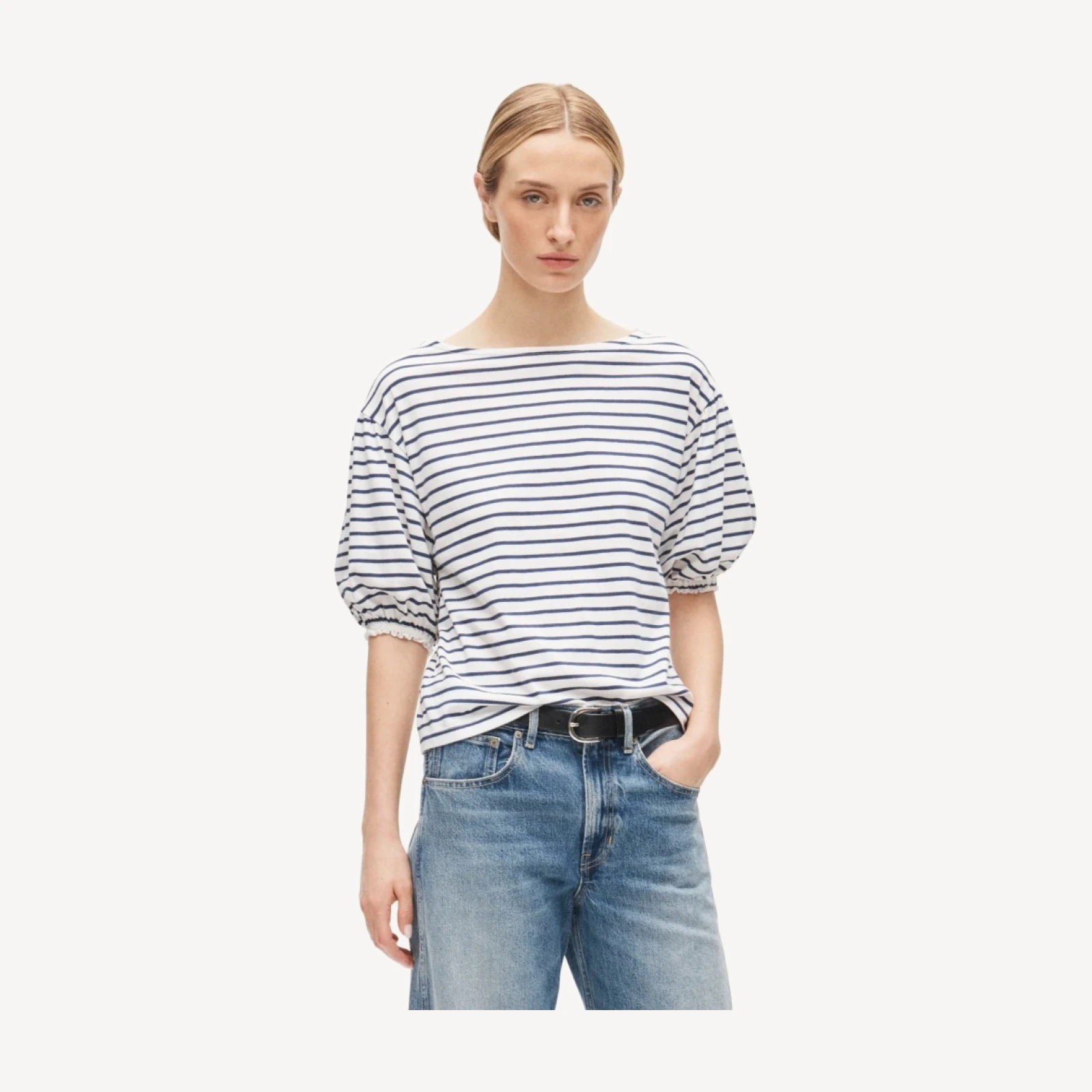Vintage jersey blouson-sleeve T-shirt in stripe