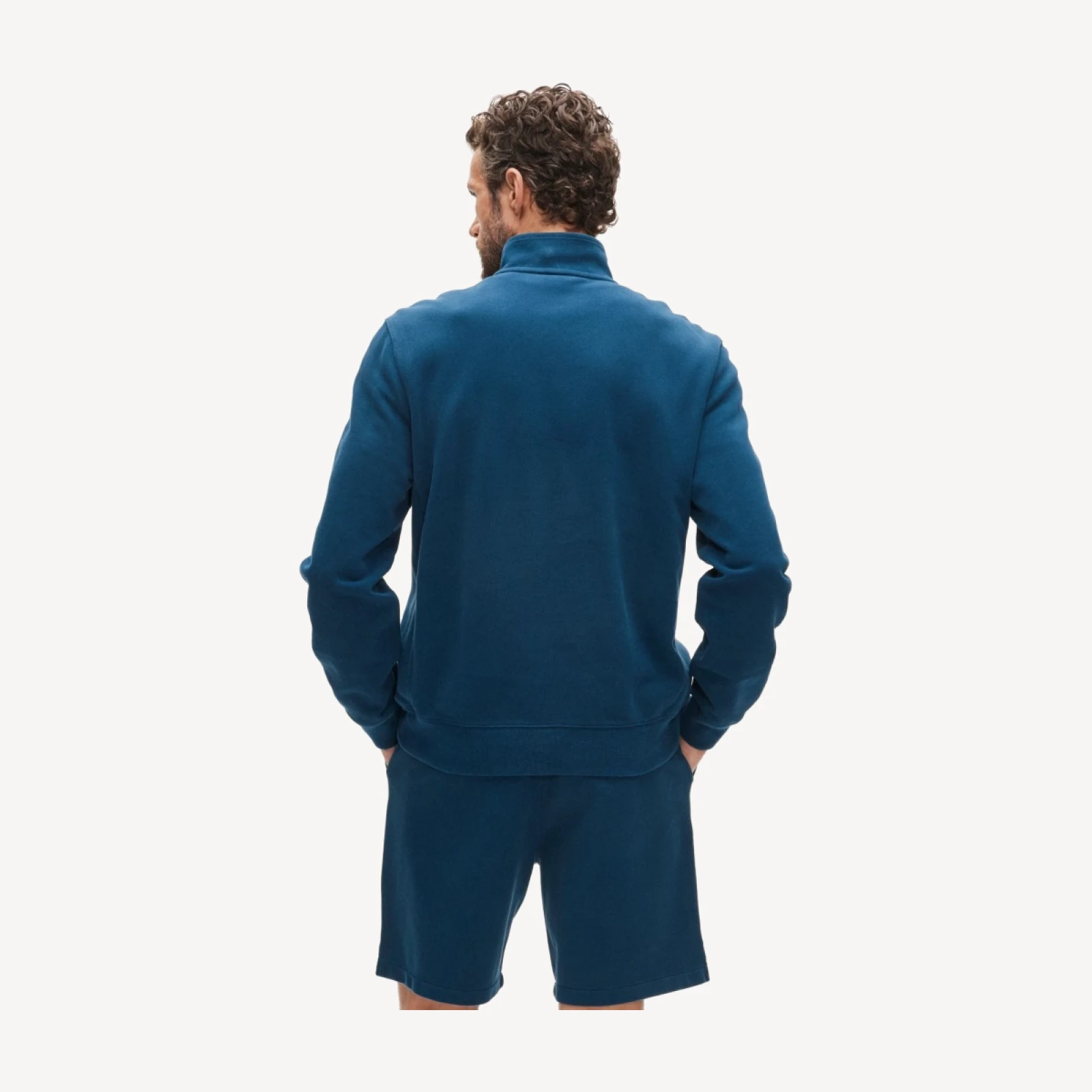 Washed court terry quarter-zip pullover