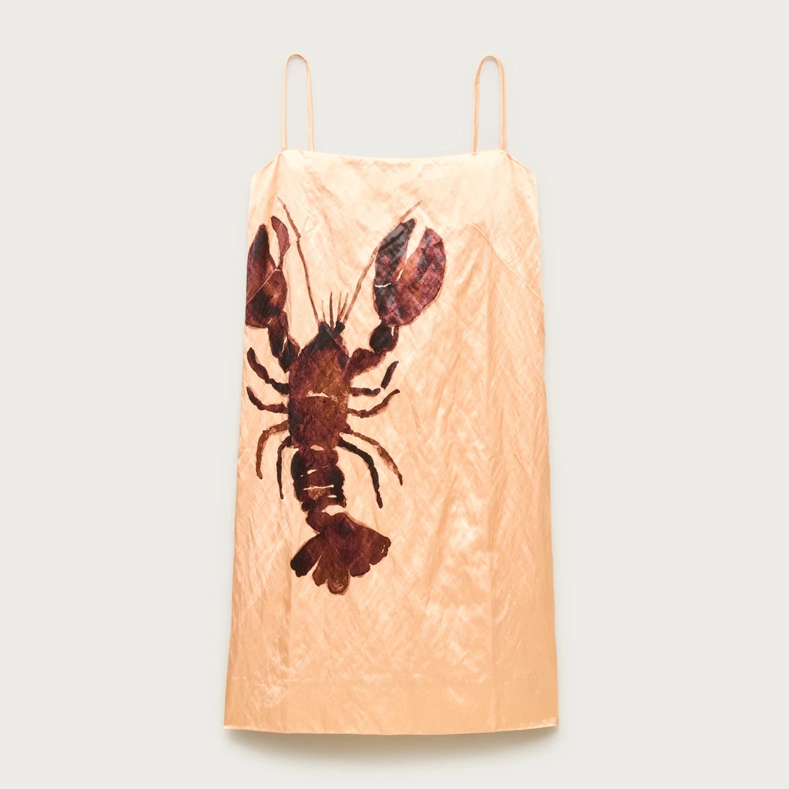 Collection shift dress in lobster-print memory satin