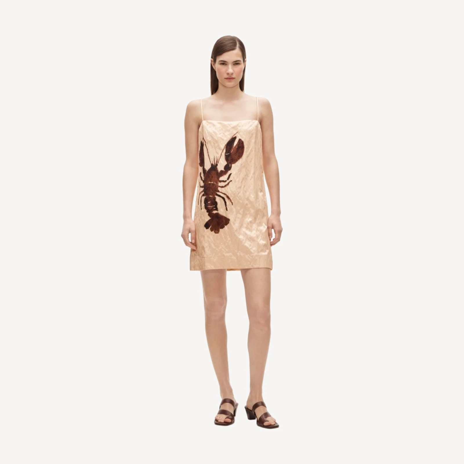 Collection shift dress in lobster-print memory satin