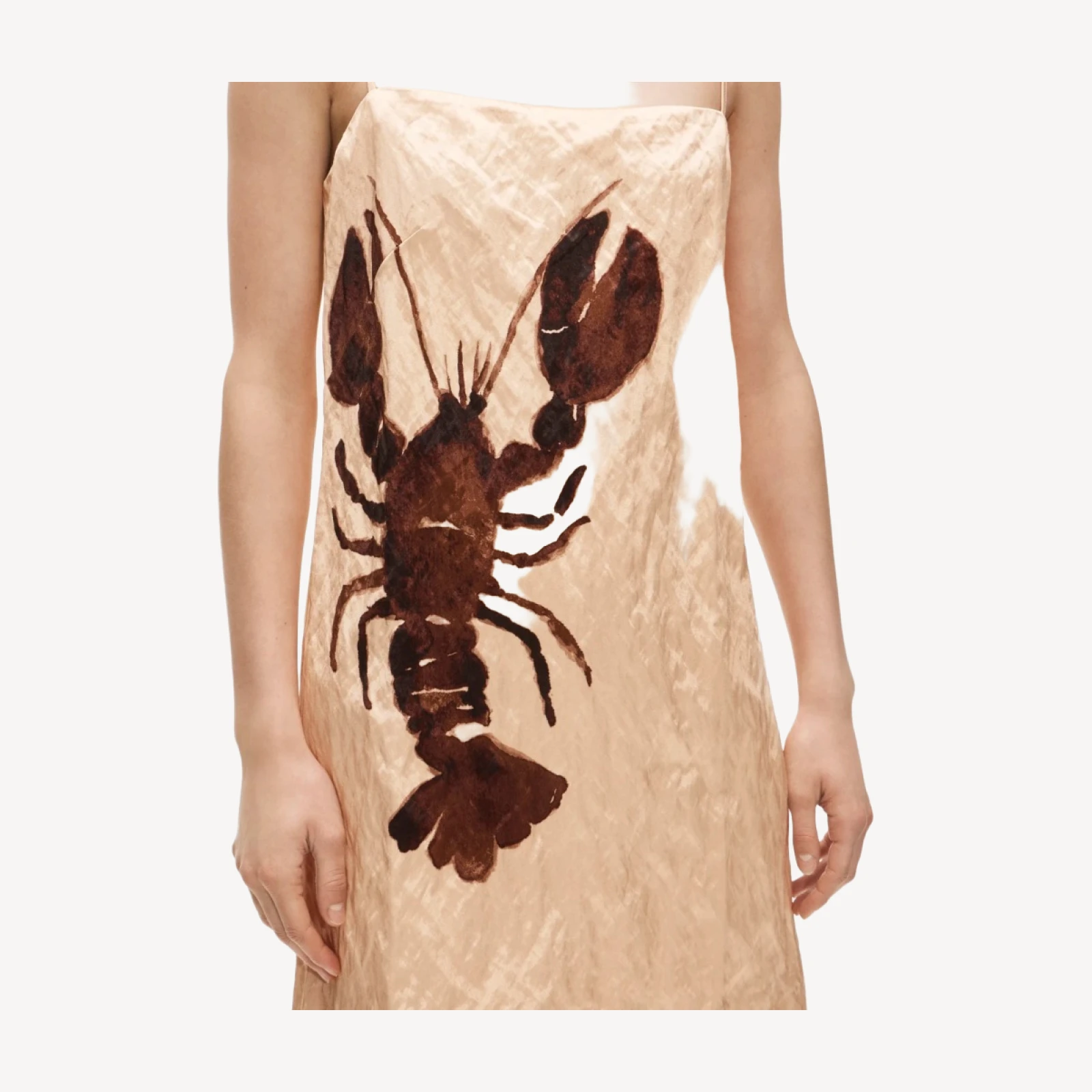 Collection shift dress in lobster-print memory satin