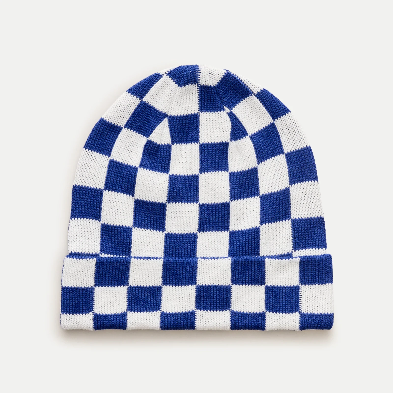 Kids' intarsia-knit beanie in check