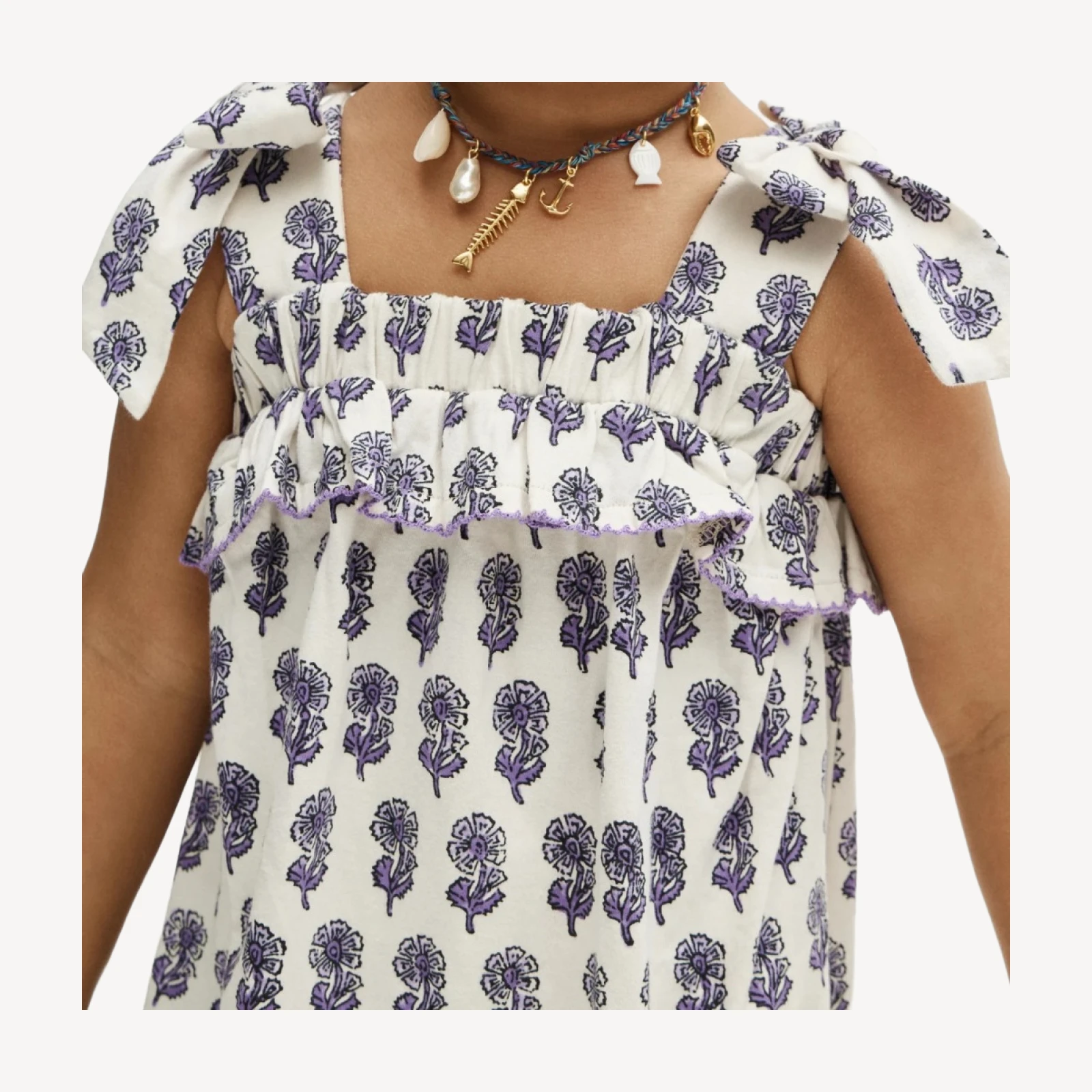 Girls' tie-shoulder dress in broken-in jersey