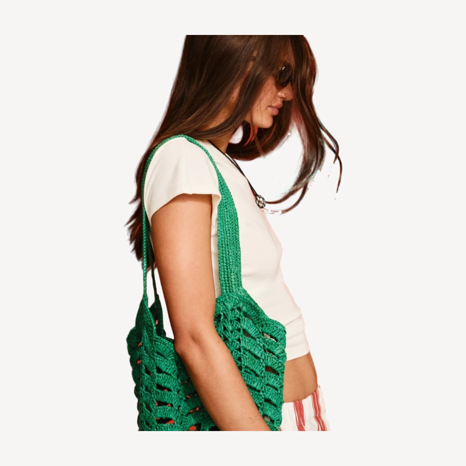 Handwoven straw tote bag