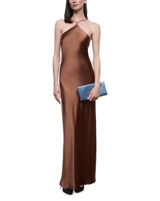 Staud Cadence Satin Halter Dress