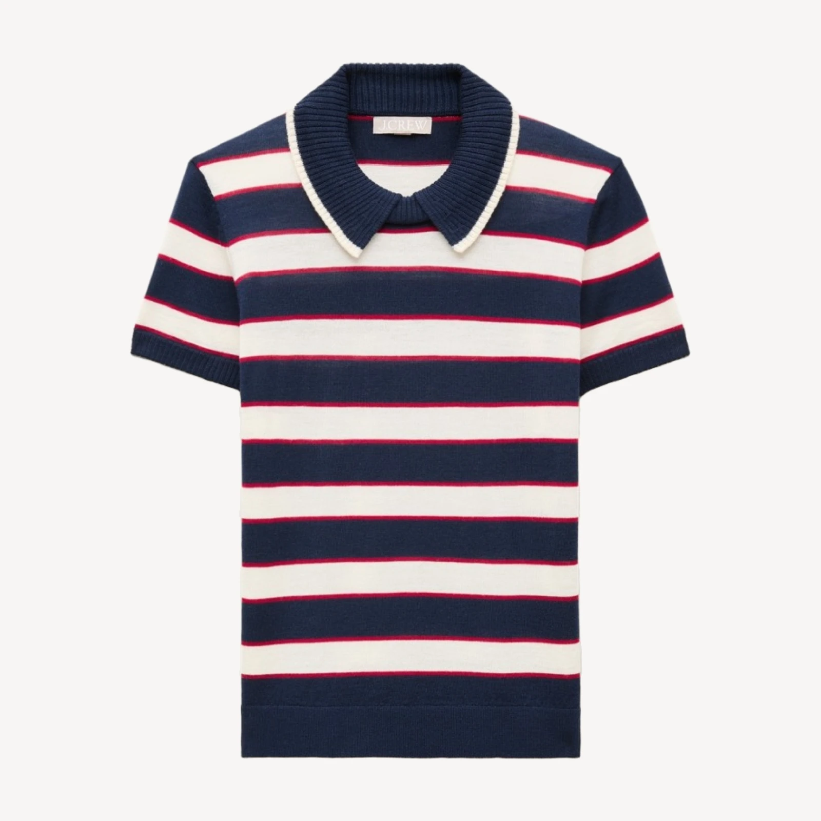 Sweater-polo in striped merino wool