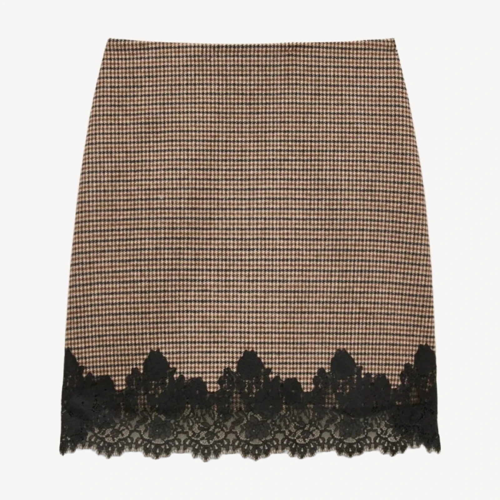 Fairfax lace skirt in houndstooth wool blend