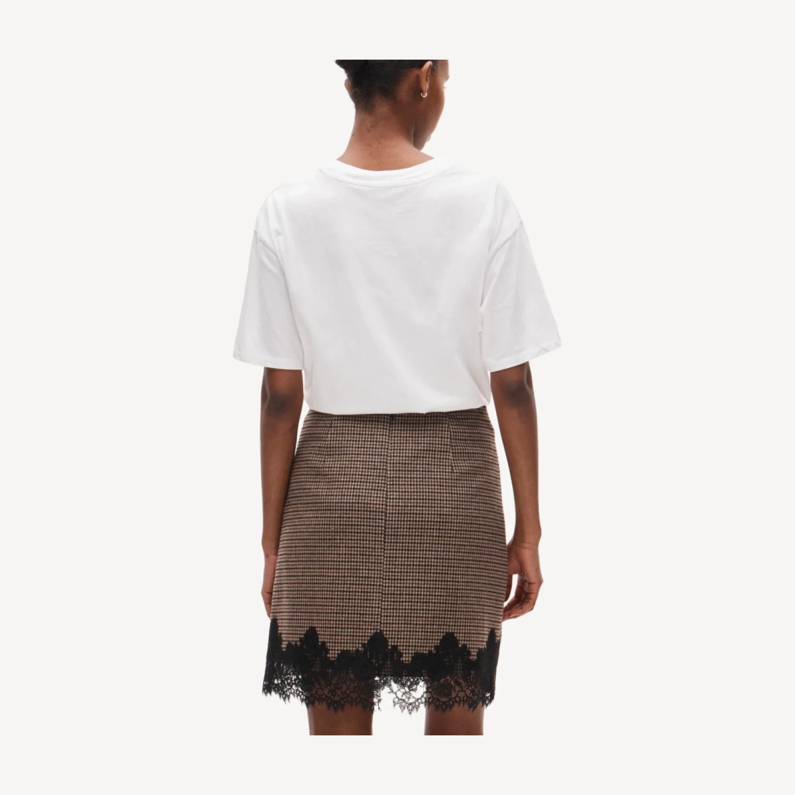 Fairfax lace skirt in houndstooth wool blend