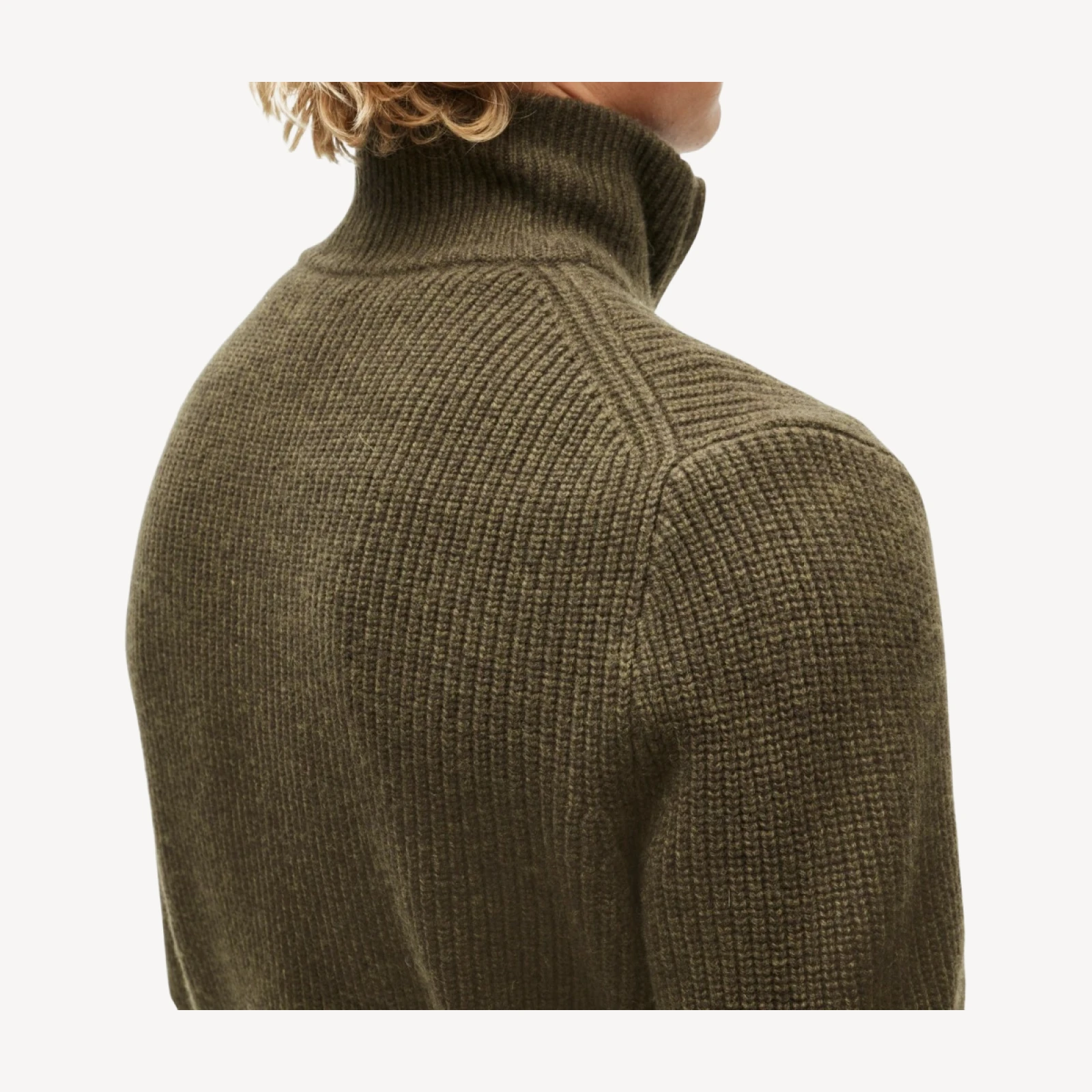 Quarter-zip sweater in ribbed wool