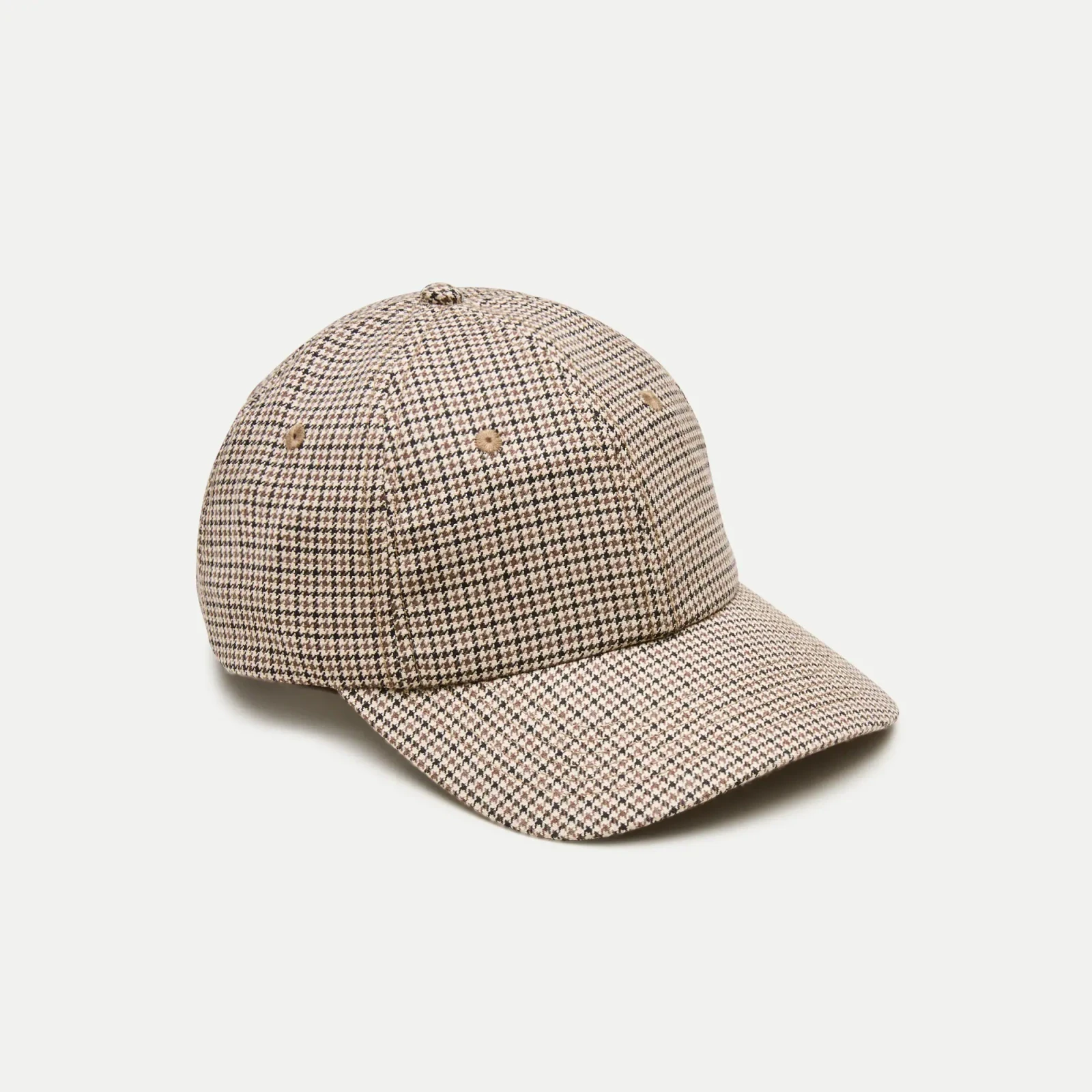 Houndstooth baseball cap in cotton-wool blend twill