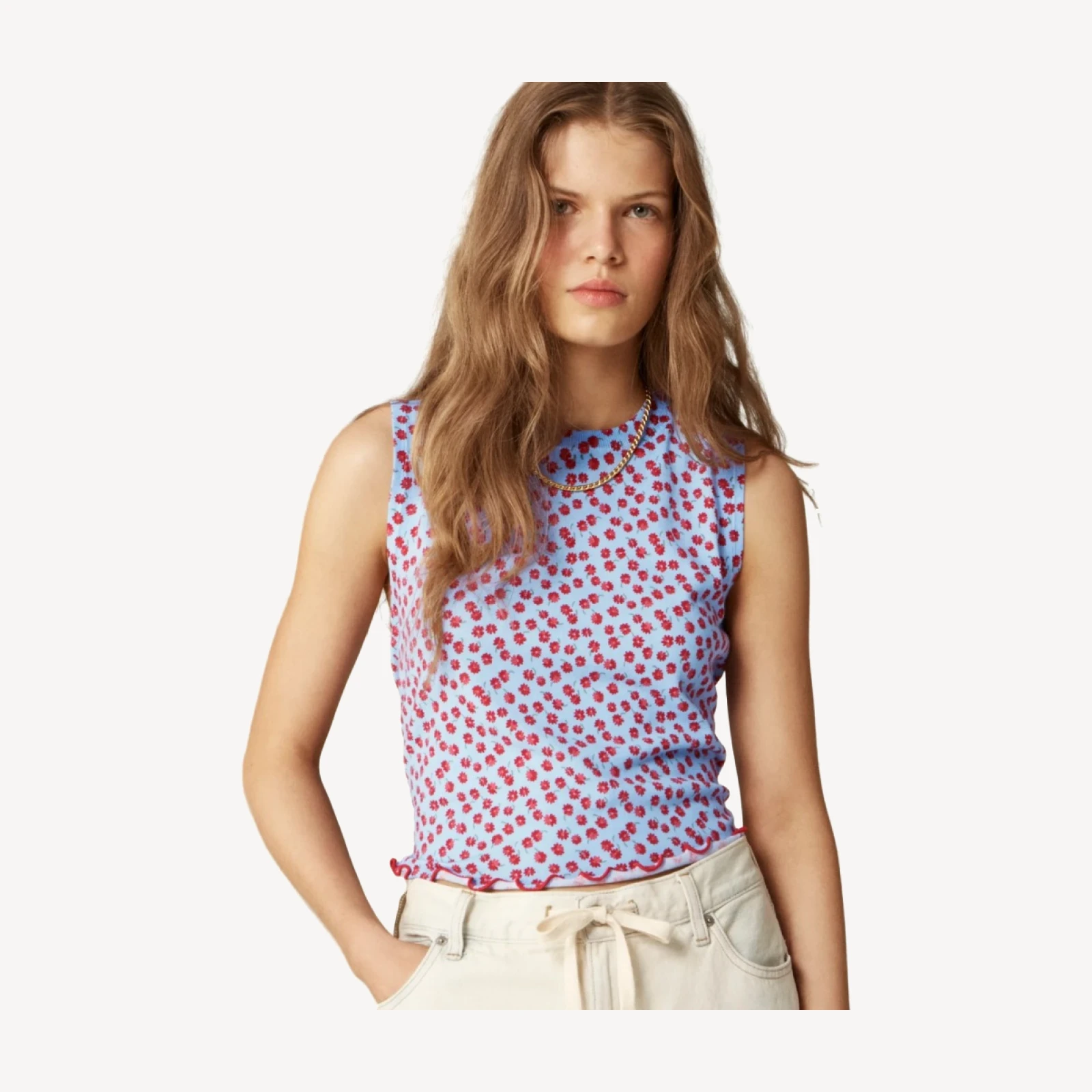 Premium ultra-fine cotton sweater shell in summer fields print