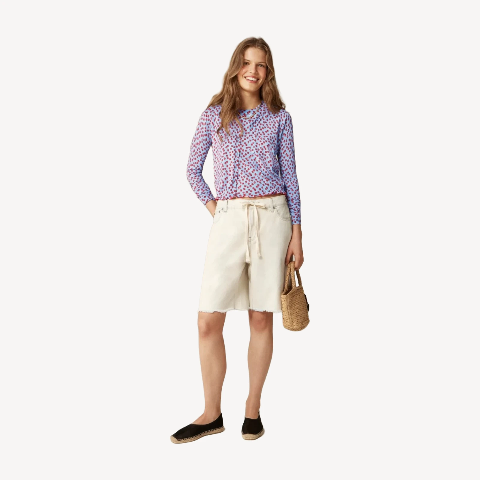 Premium ultra-fine cotton sweater shell in summer fields print