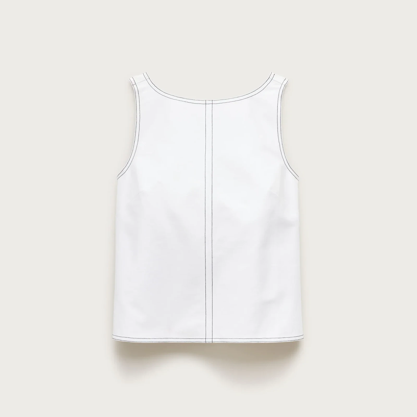 Contrast-stitch shell top in double cotton poplin