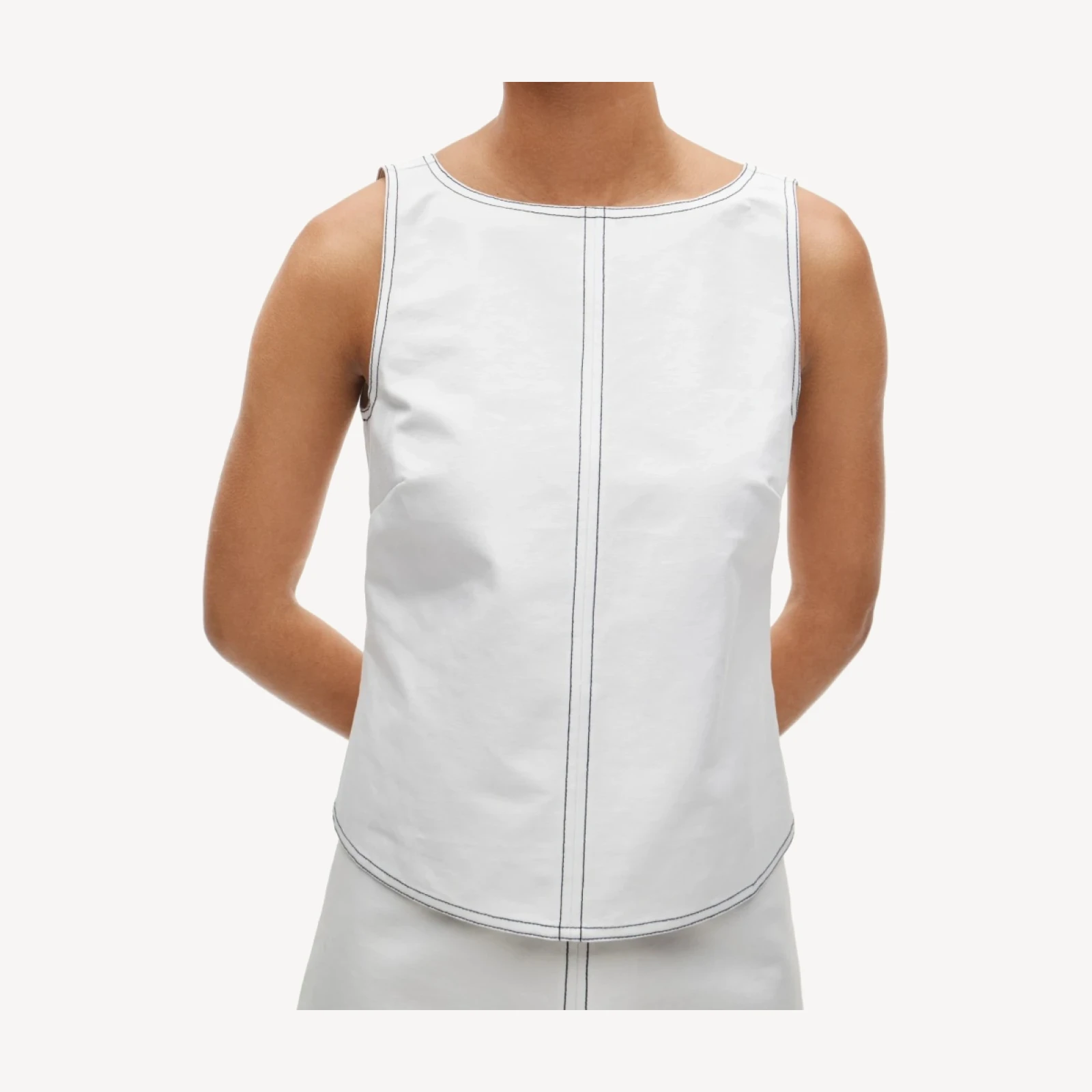 Contrast-stitch shell top in double cotton poplin