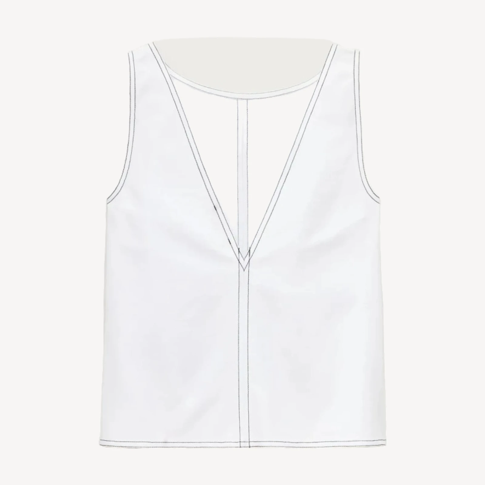 Contrast-stitch shell top in double cotton poplin