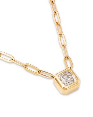 Bloomingdale's Fine Collection Certified Lab Grown Diamond Ascher Cut Bezel Paper Clip Pendant Necklace 14K Yellow Gold, 2.0 tcw