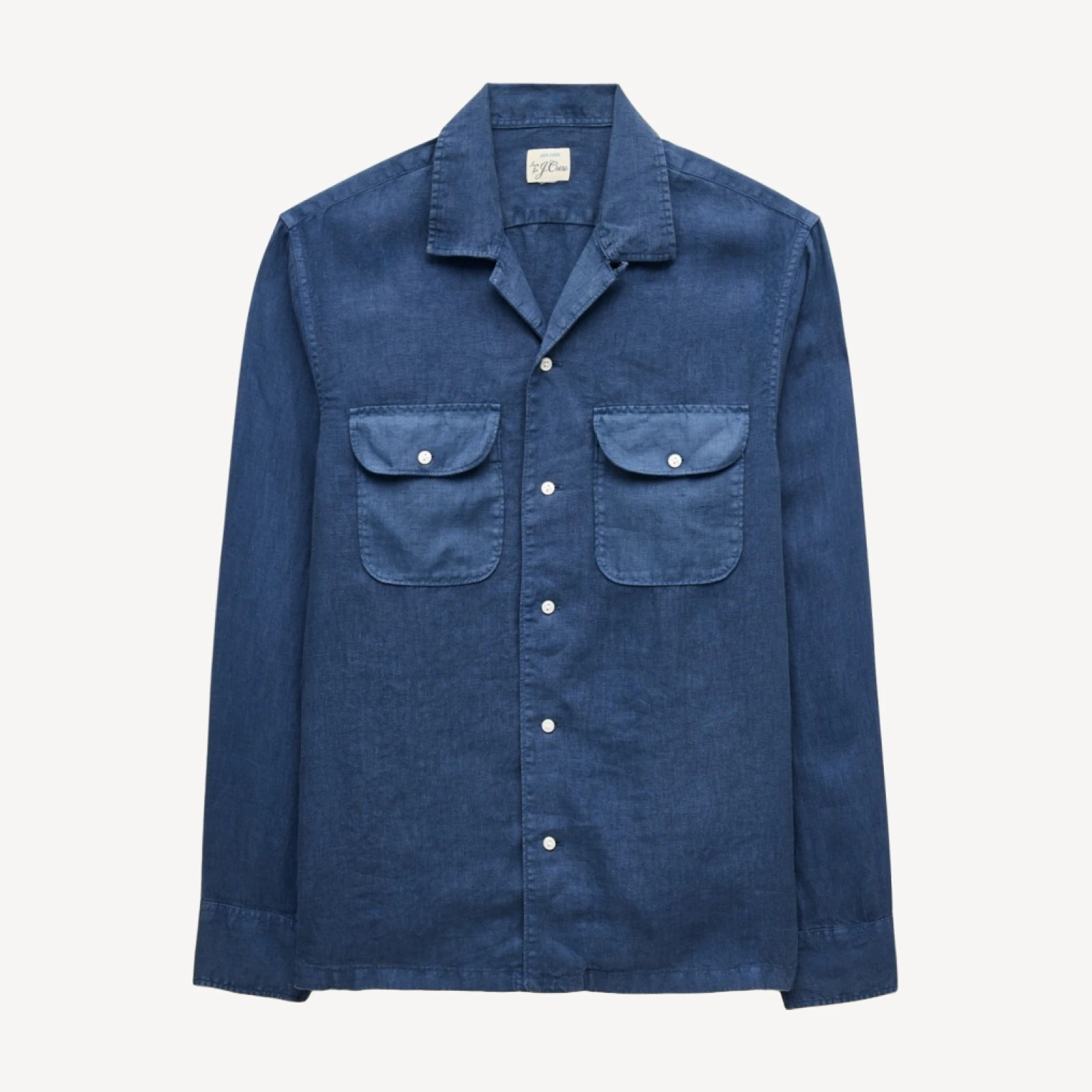Camp-collar linen shirt