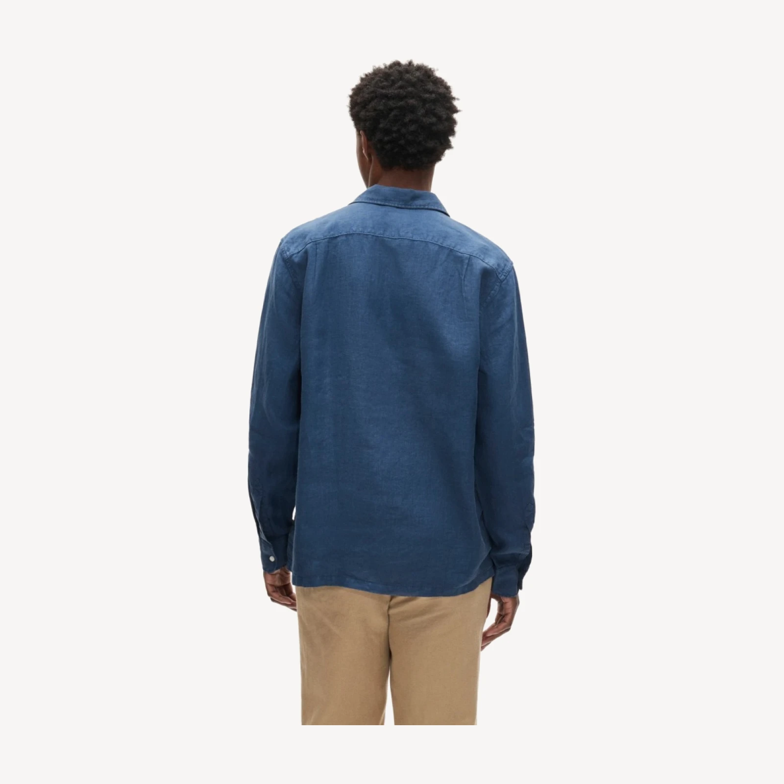 Camp-collar linen shirt