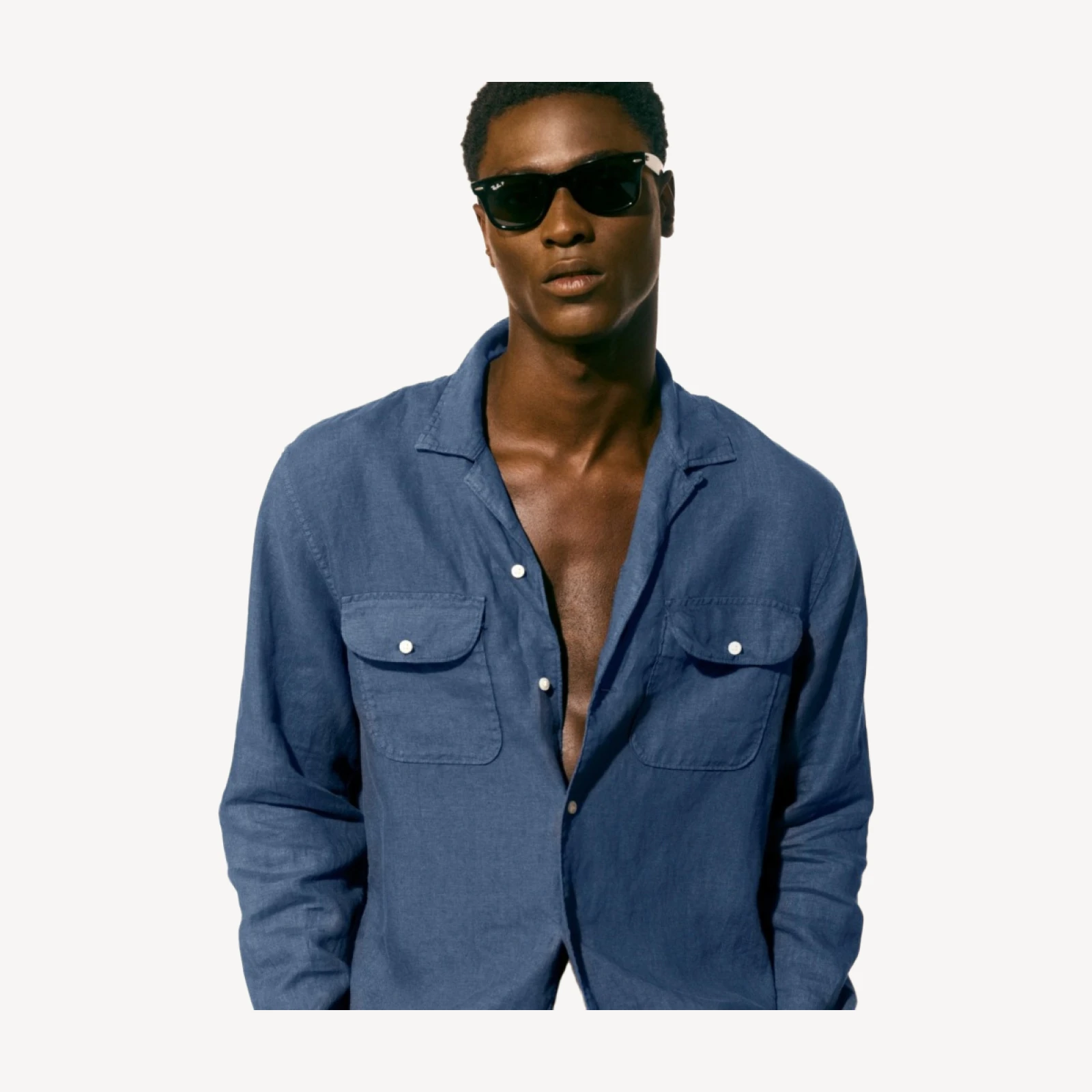 Camp-collar linen shirt
