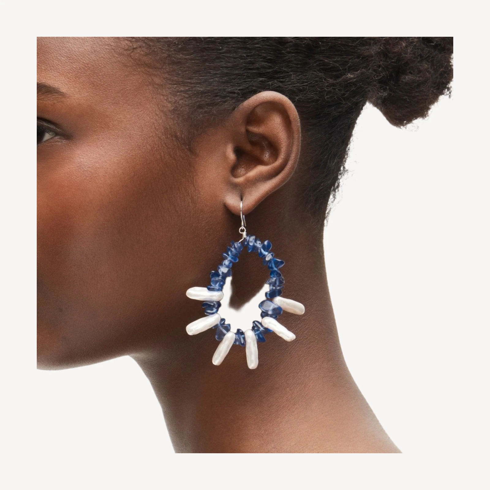 Bead and shell hoop earrings