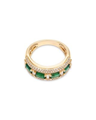 Bloomingdale's Fine Collection Emerald & Diamond Pave Ring in 14K Yellow Gold