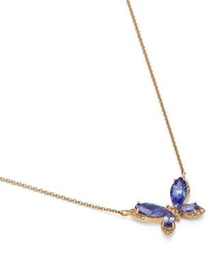 Bloomingdale's Fine Collection Tanzanite & Diamond Butterfly Necklace in 14K Yellow Gold, 18