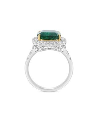 Bloomingdale's Fine Collection Emerald & Diamond Halo Ring in 18K Yellow & White Gold