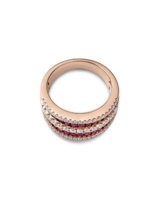Bloomingdale's Fine Collection Ruby & Diamond Concave Multirow Statement Ring in 14K Rose Gold