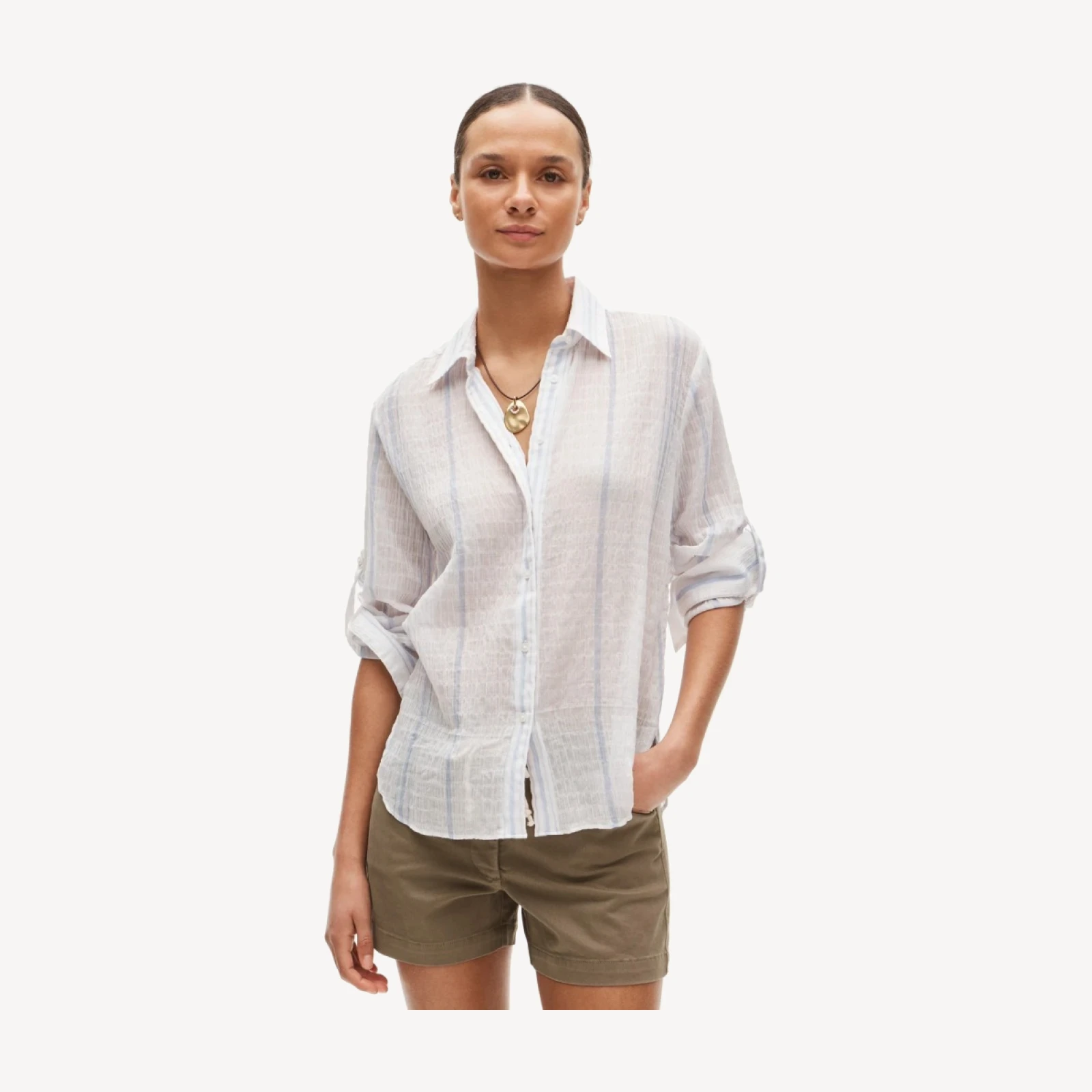 Jules classic-fit button-up shirt in striped textured gauze