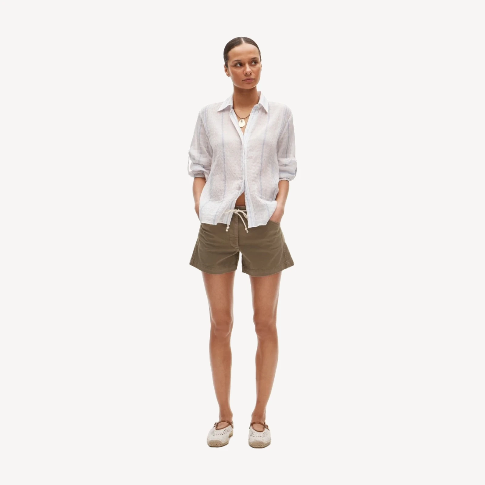 Jules classic-fit button-up shirt in striped textured gauze