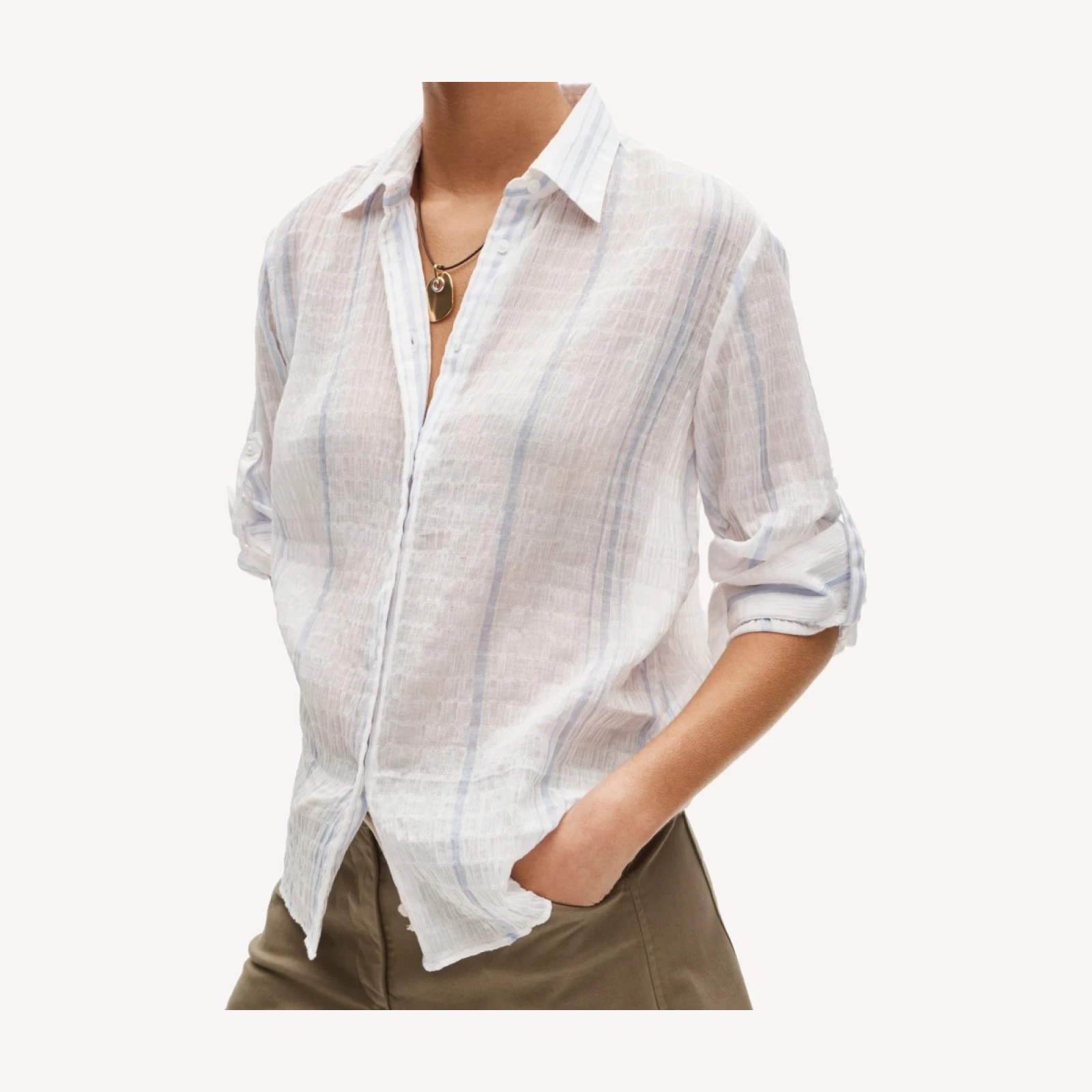 Jules classic-fit button-up shirt in striped textured gauze