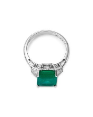 Bloomingdale's Fine Collection Limited Edition Certified Emerald Ring with Diamond Trapezoids in 14K White Gold