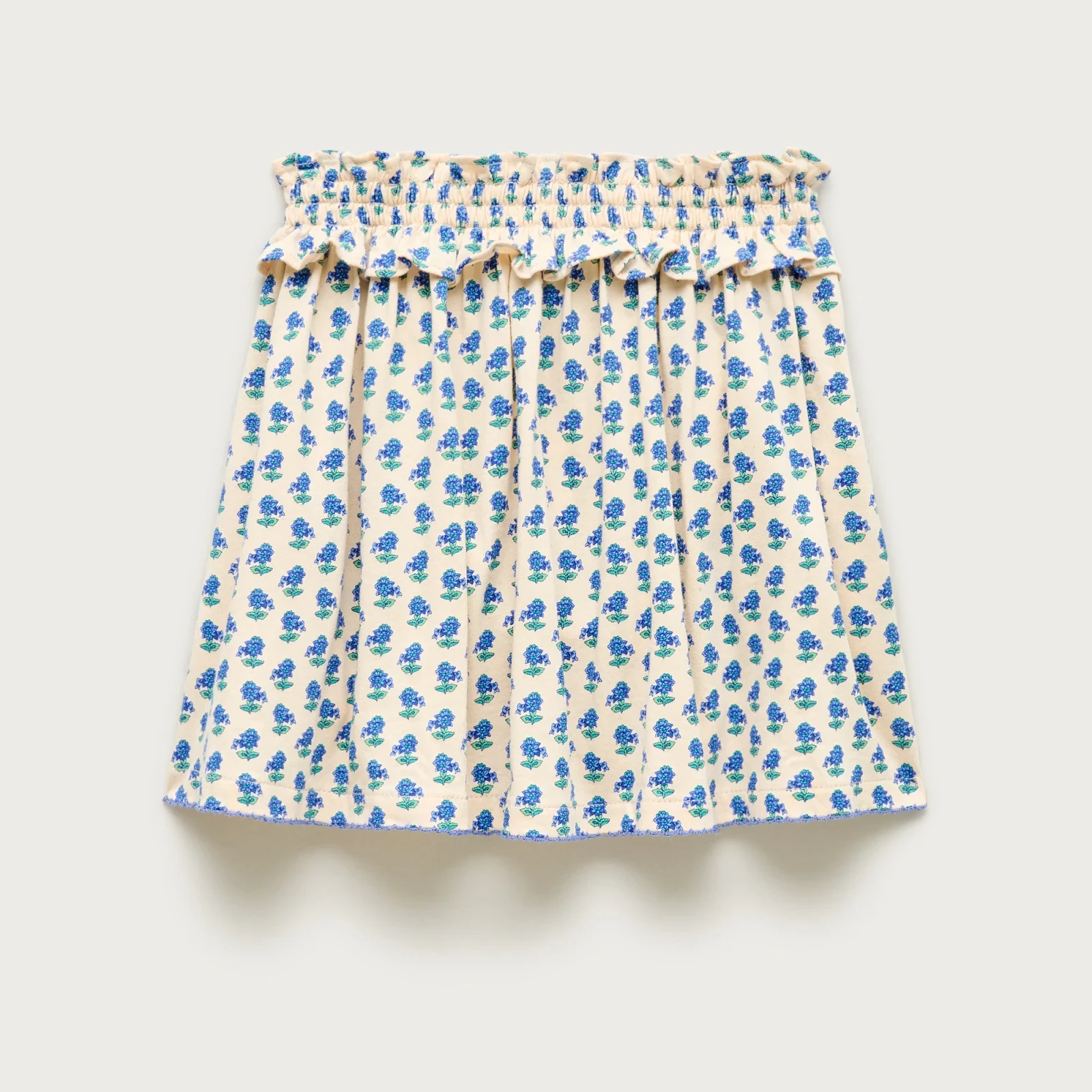 Girls' crochet-trim skirt in broken-in jersey
