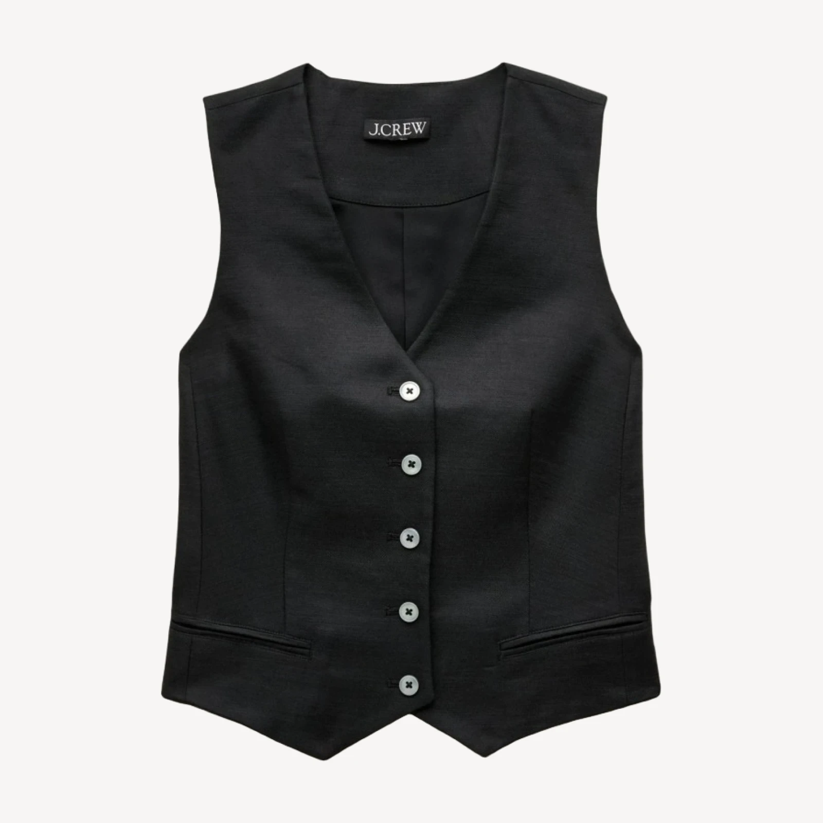 Shrunken V-neck vest top in Gramercy linen blend