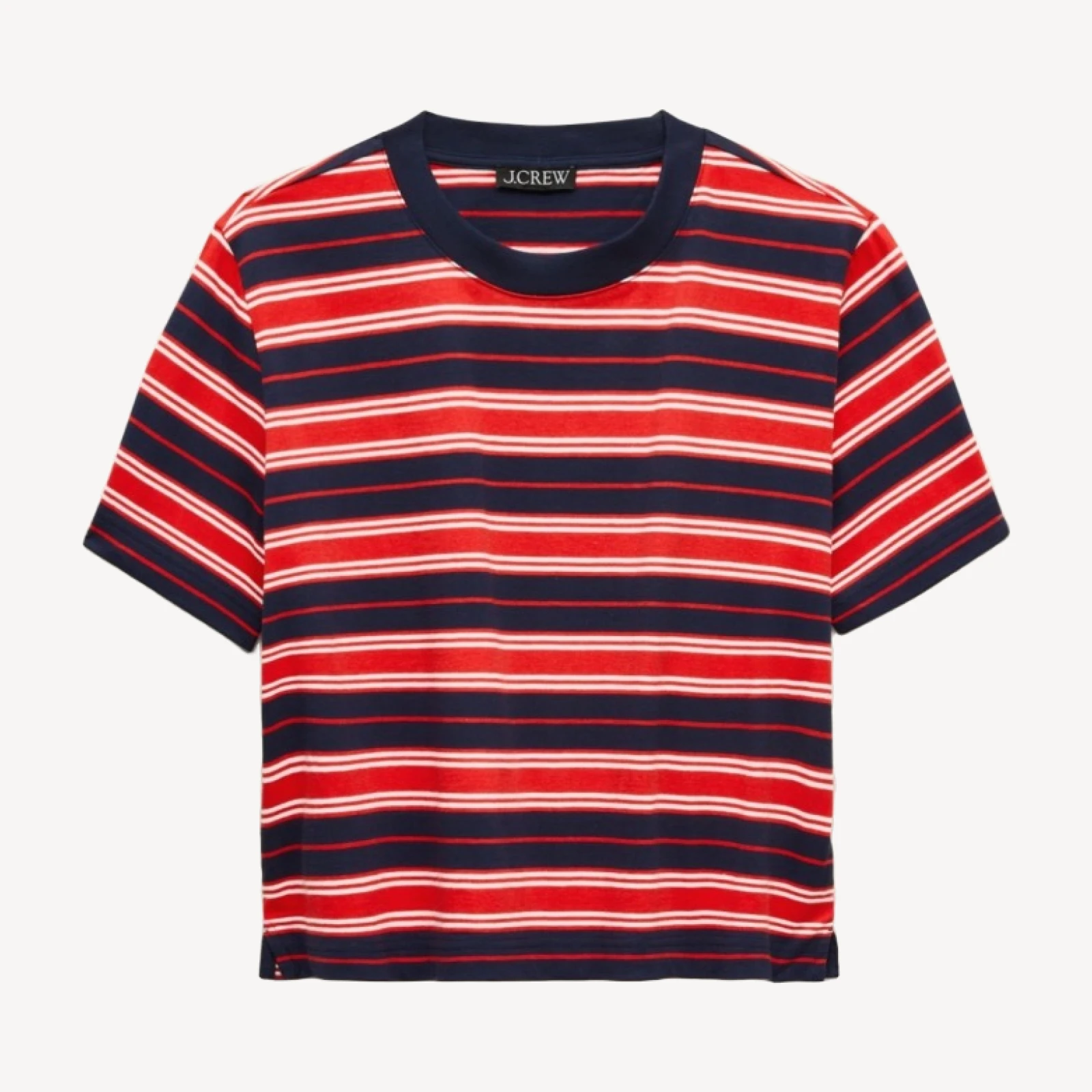 Boyfriend jersey relaxed cropped T-shirt in stripe