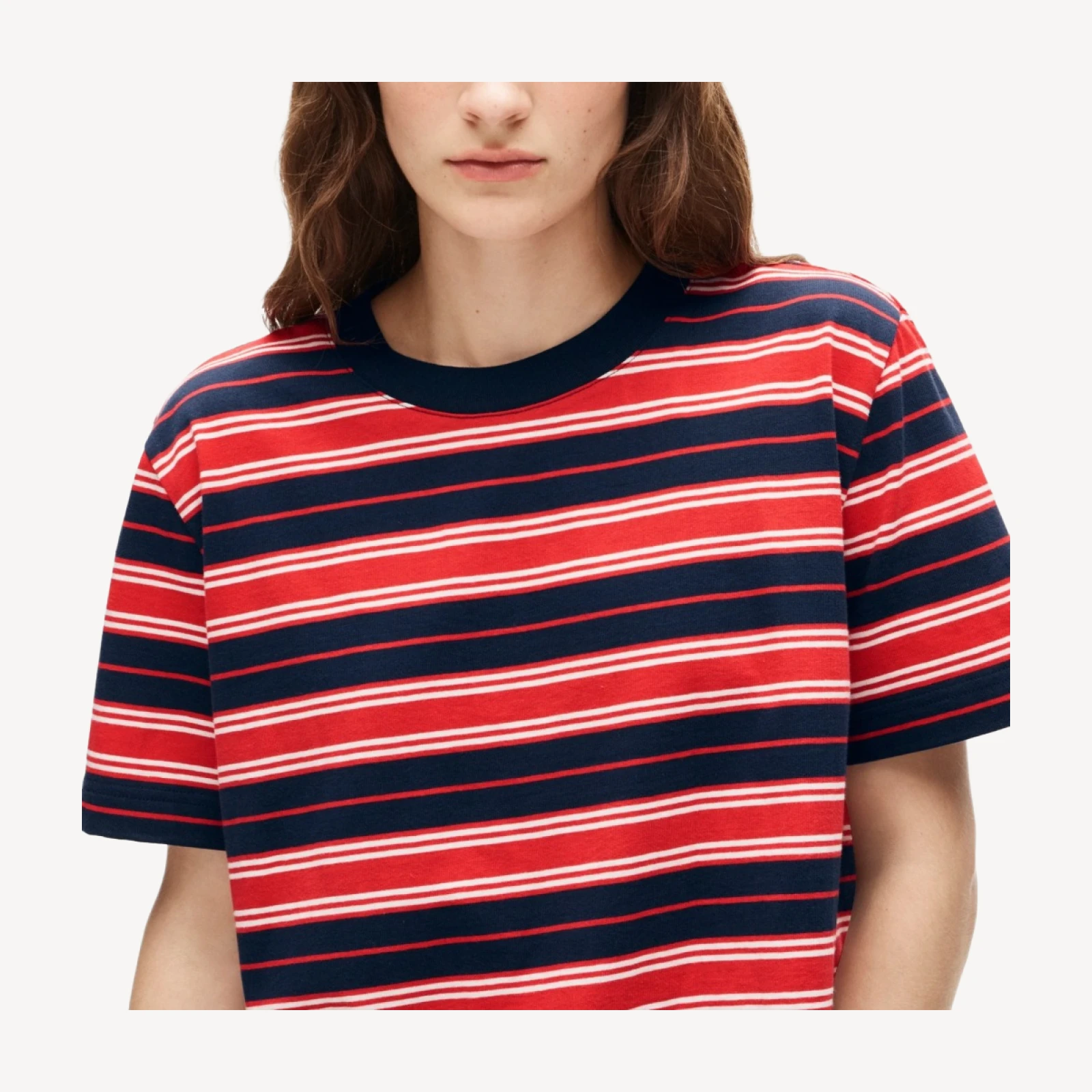 Boyfriend jersey relaxed cropped T-shirt in stripe