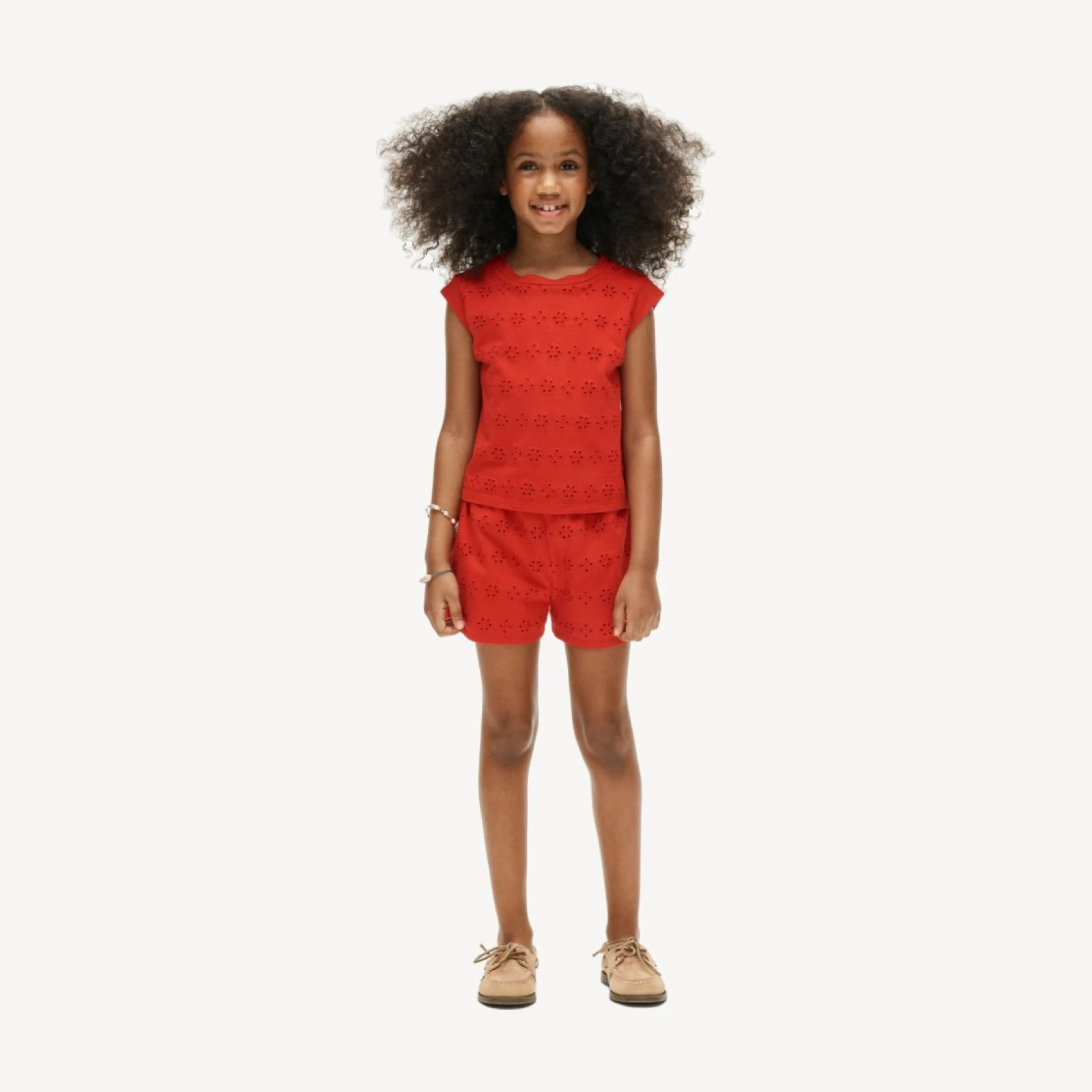 Girls' knit short in eyelet