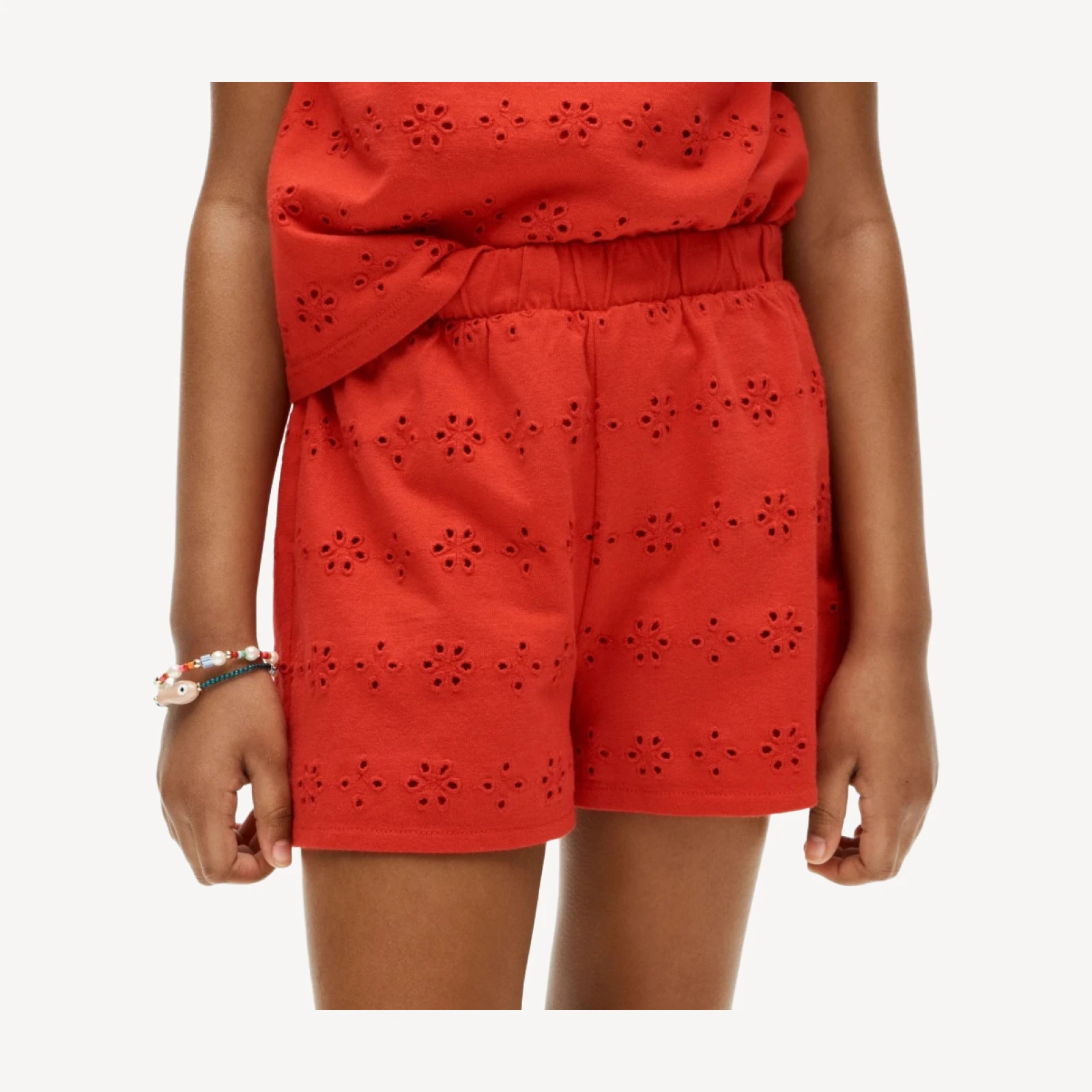 Girls' knit short in eyelet